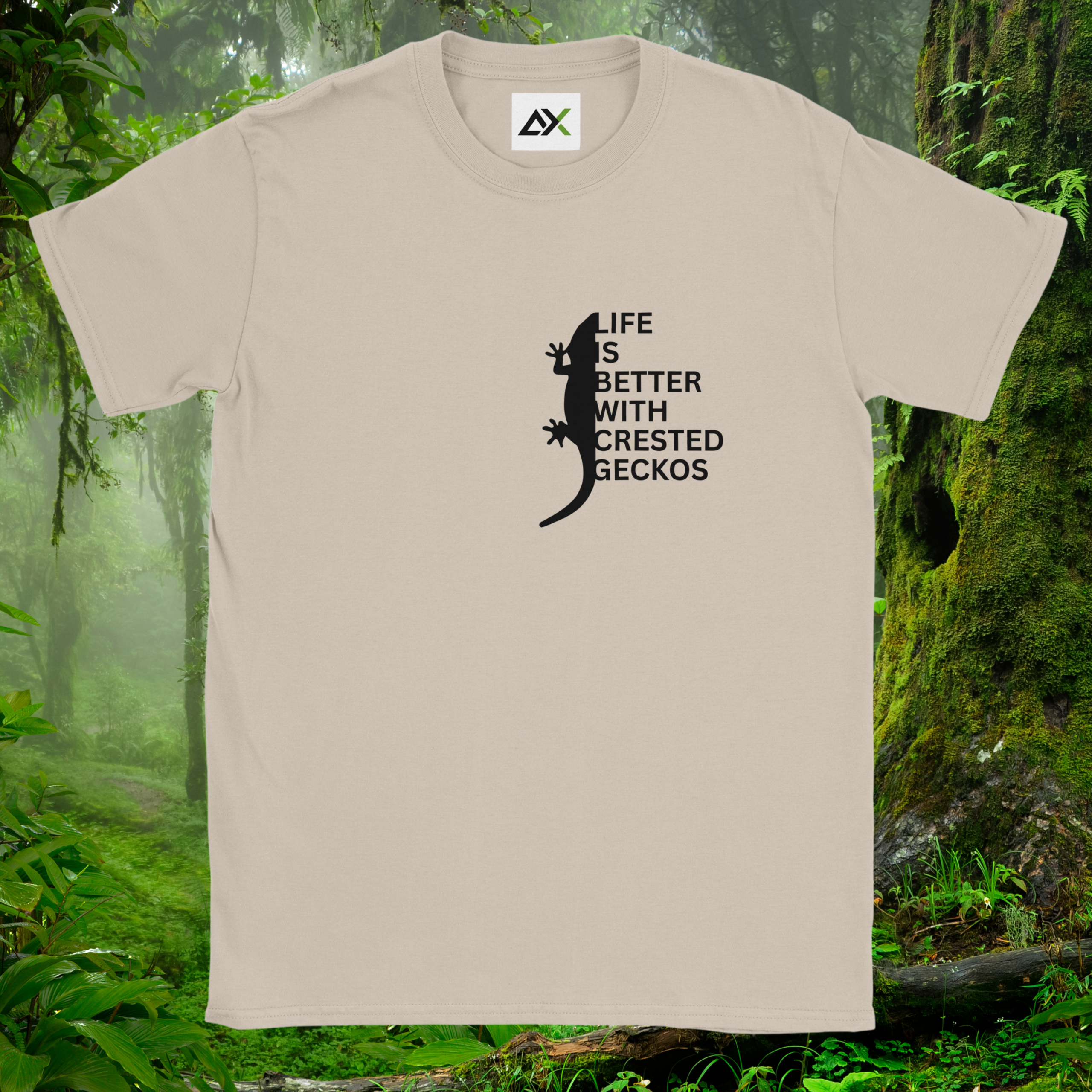 Sand Crested Gecko shirt from the Life is better Collection