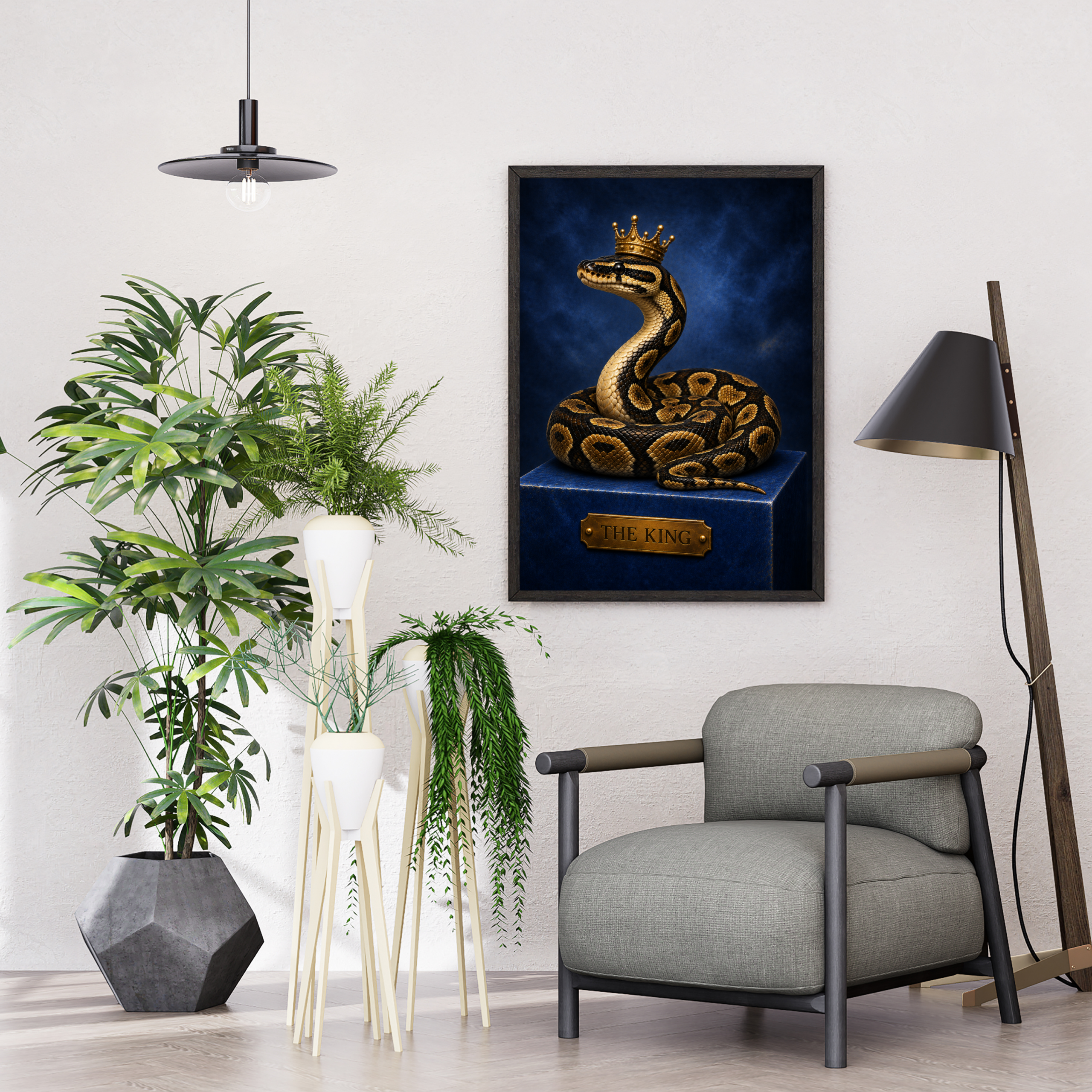 Royal ball python wearing a crown – The King reptile poster