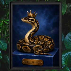 Royal ball python wearing a crown – The King reptile poster