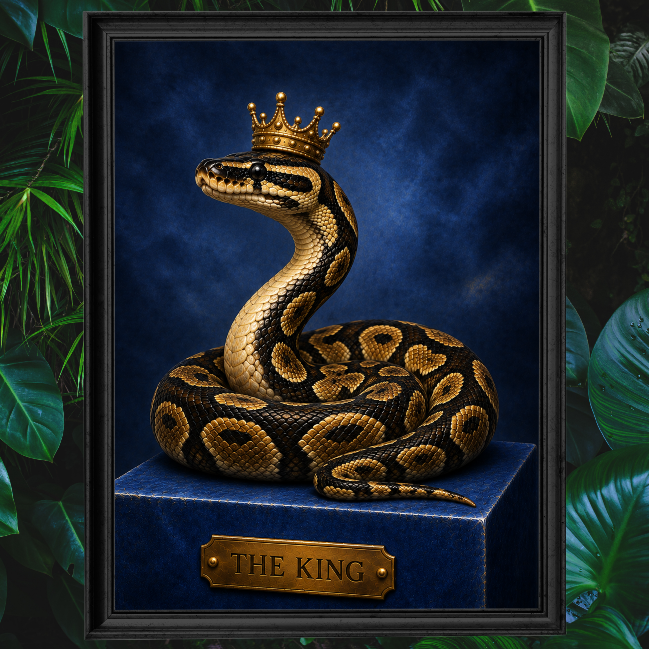 Royal ball python wearing a crown – The King reptile poster