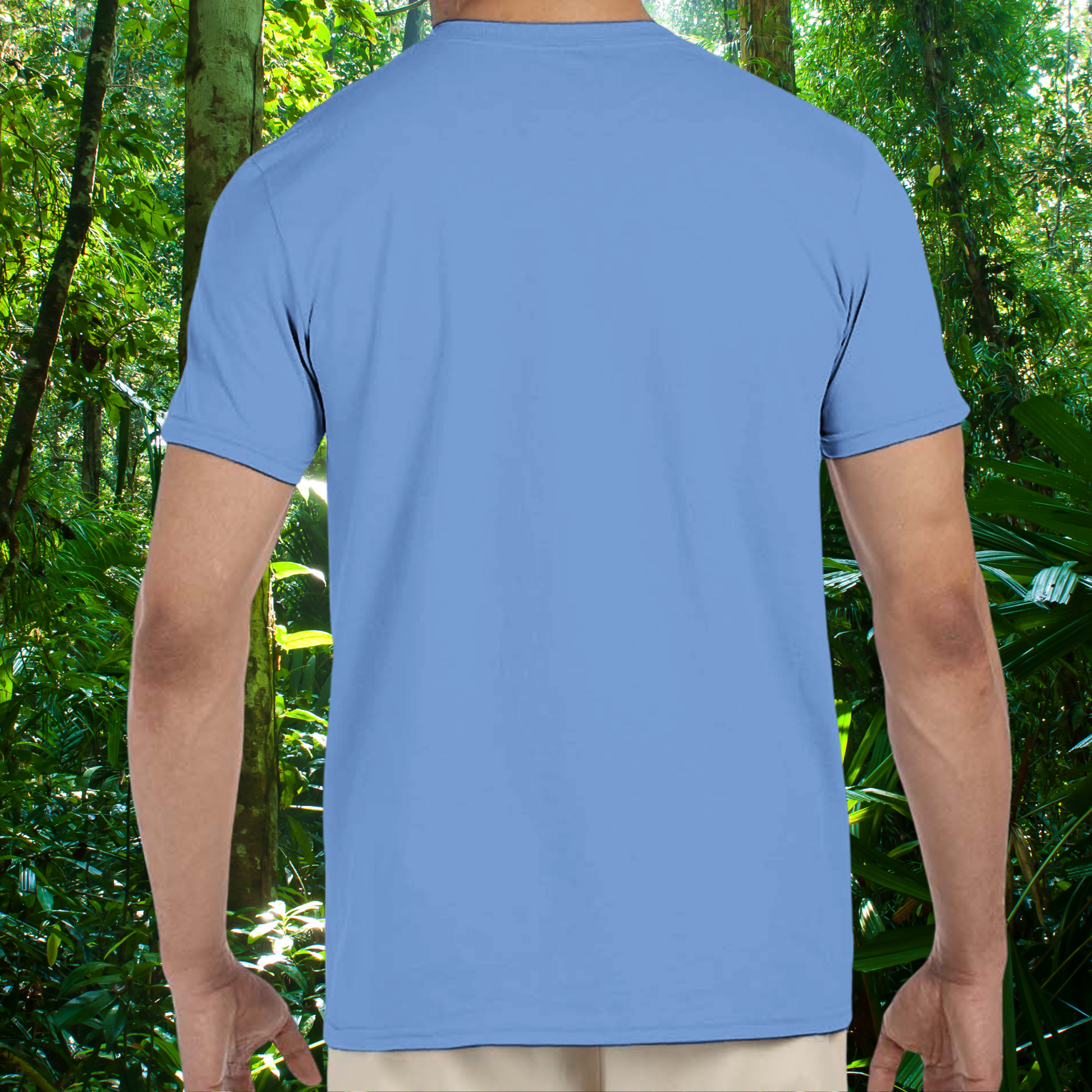 Back view of the Carolina blue Frog shirt from the Life is better Collection