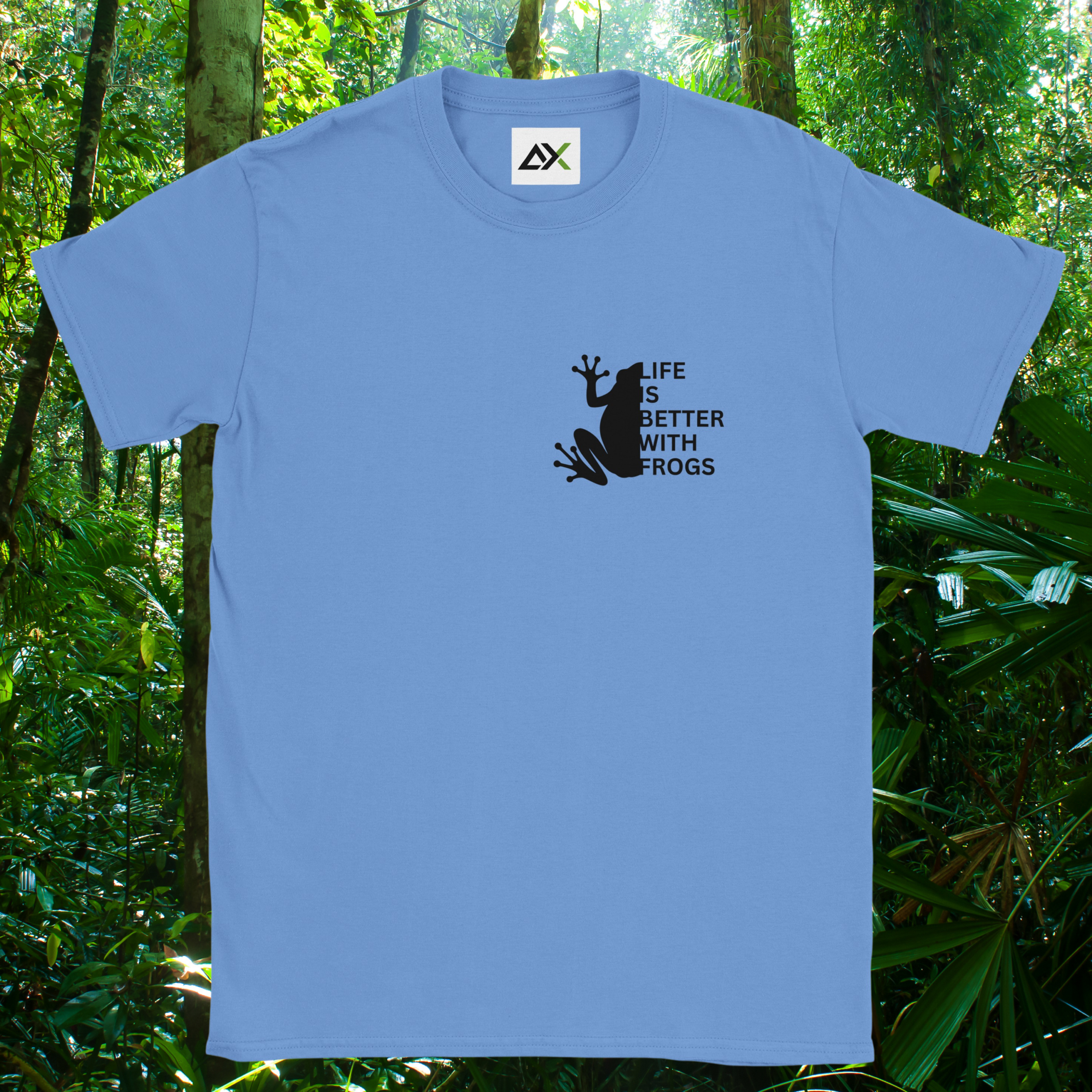 Carolina blue Frog shirt from the Life is better Collection