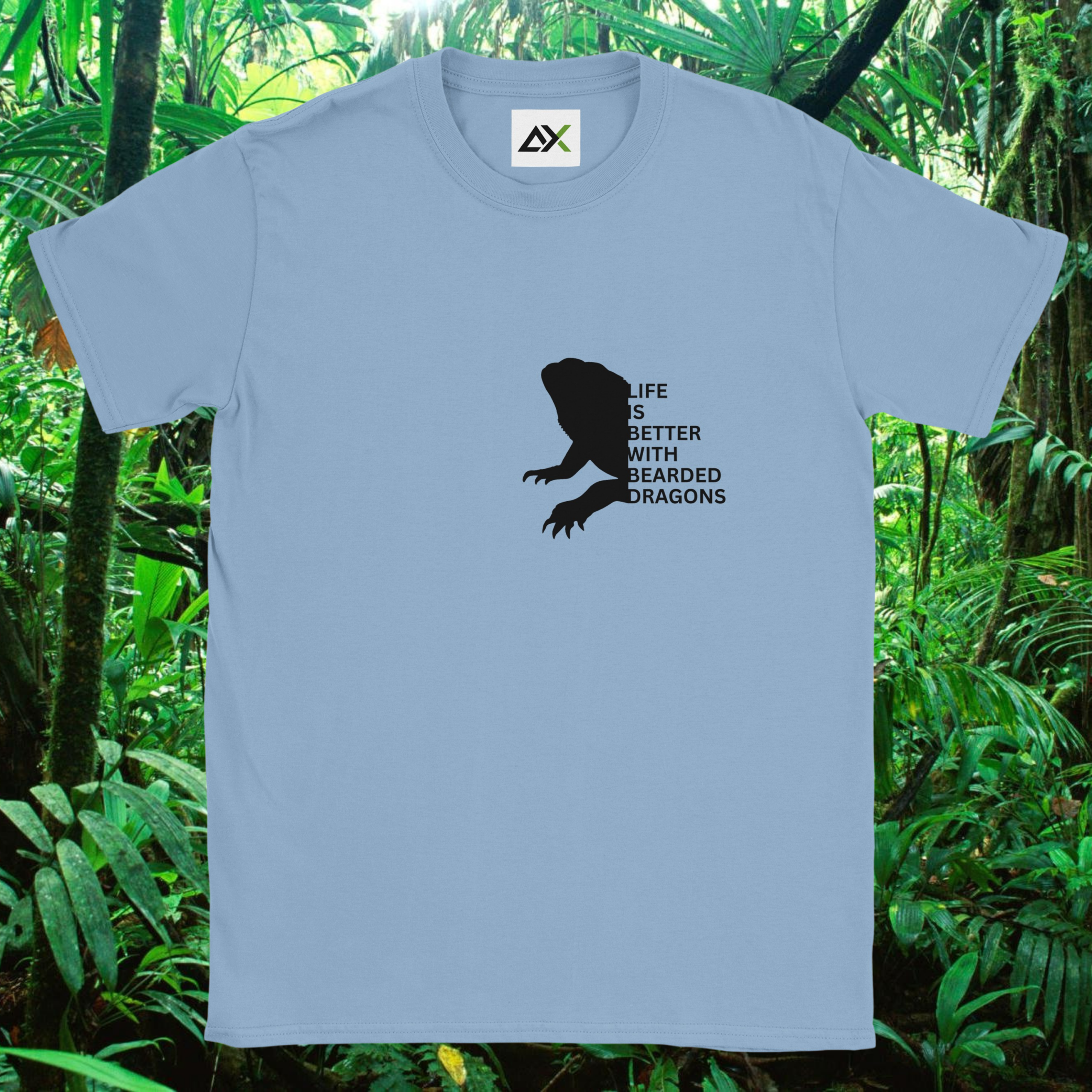 Light blue Bearded Dragons shirt from the Life is better Collection