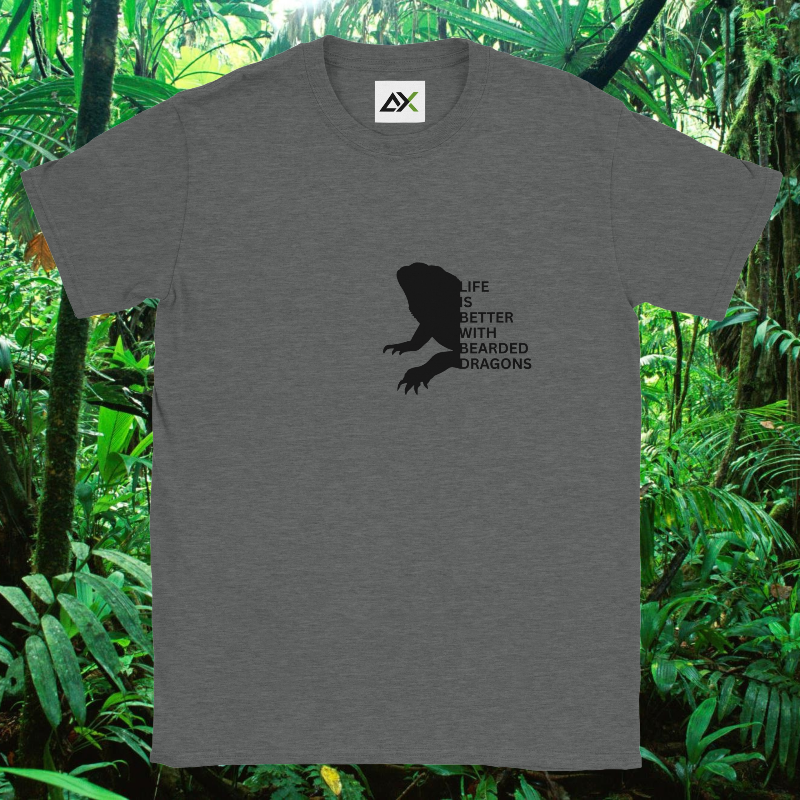 Graphite heather Bearded Dragons shirt from the Life is better Collection