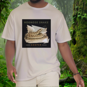 Man wearing a sand Hognose Snake shirt from the Keeper Collection