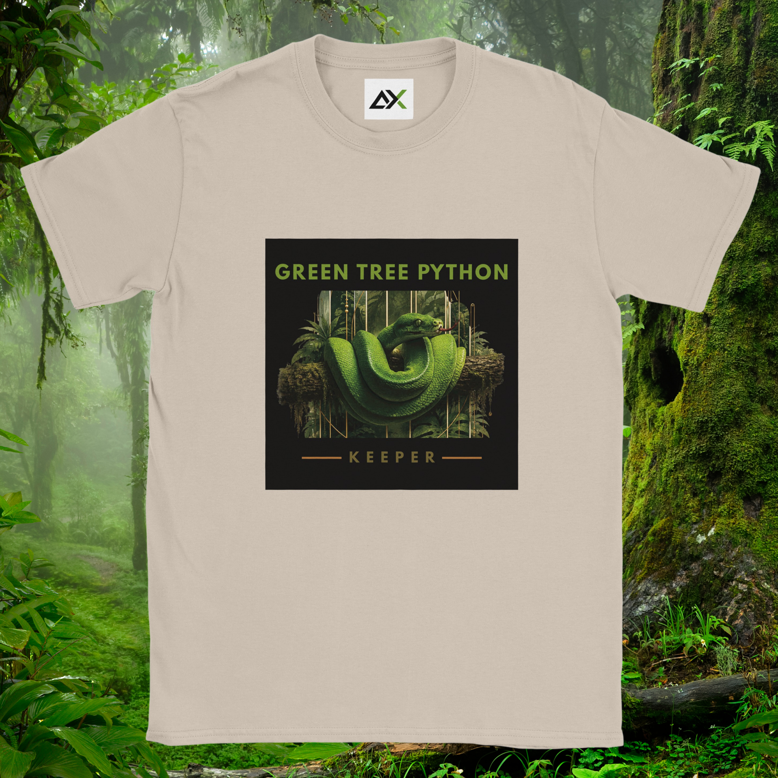 Sand Green Tree Python shirt from the Keeper Collection