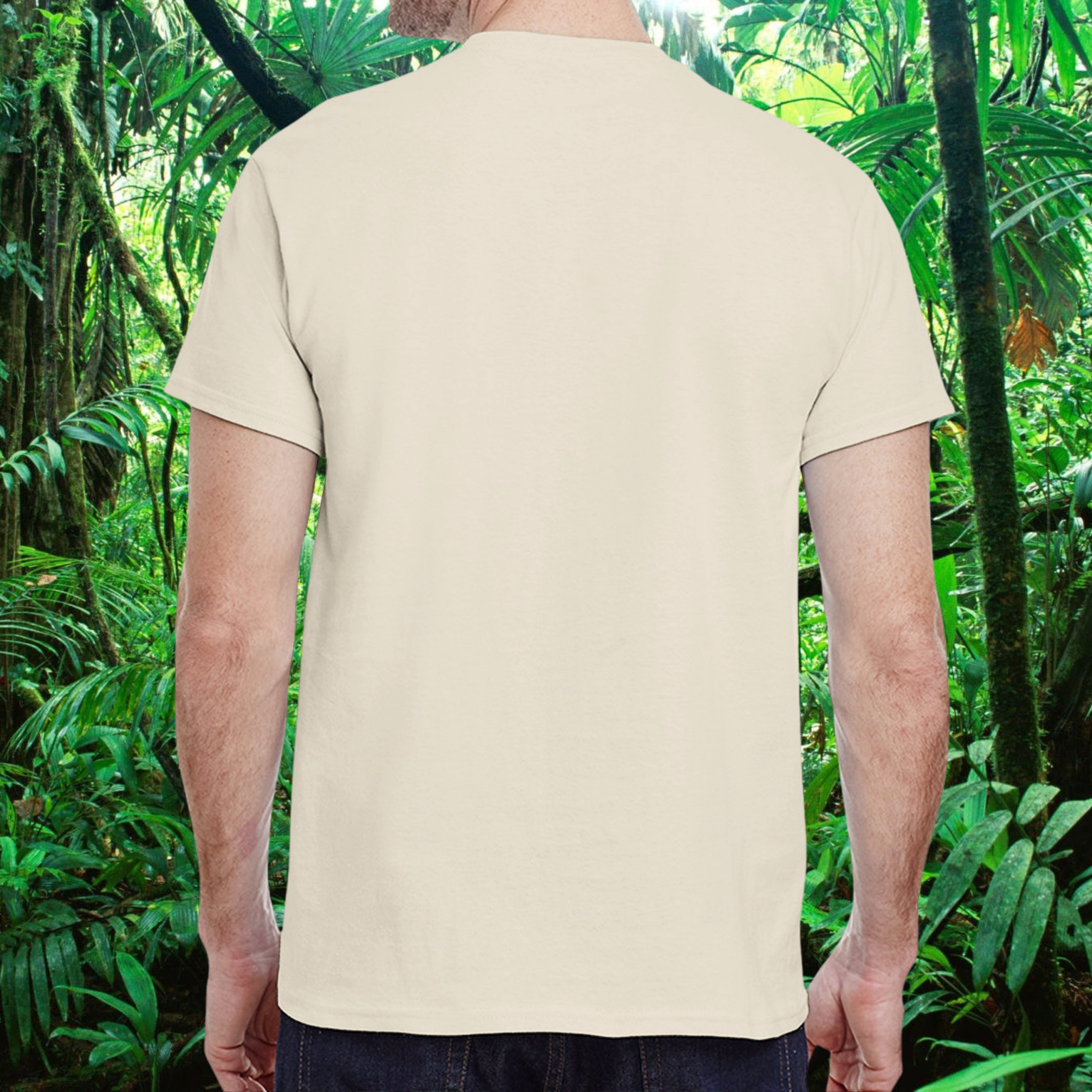 Back view of natural Be Different Snake shirt