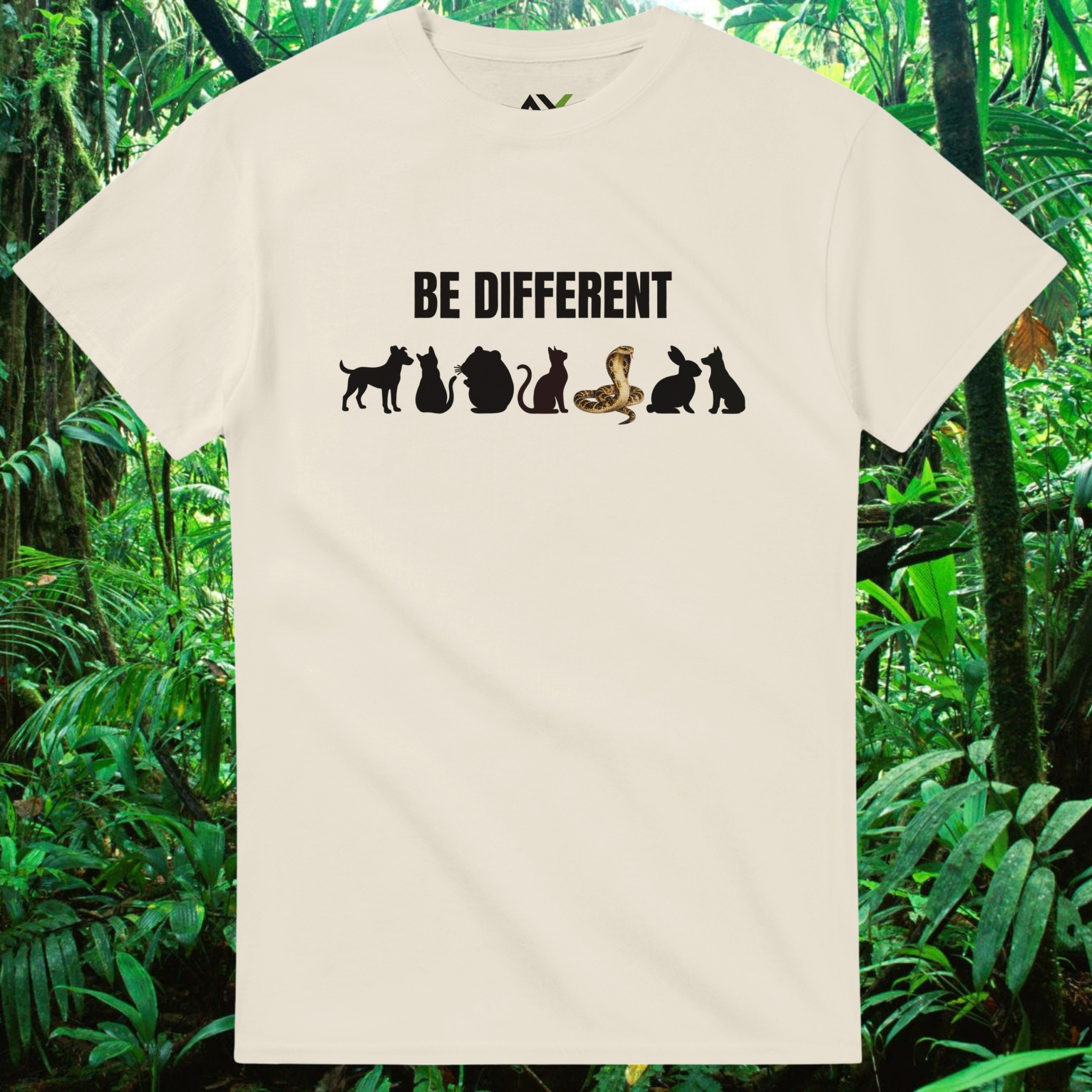 Natural Be Different Snake shirt with animal and snake design