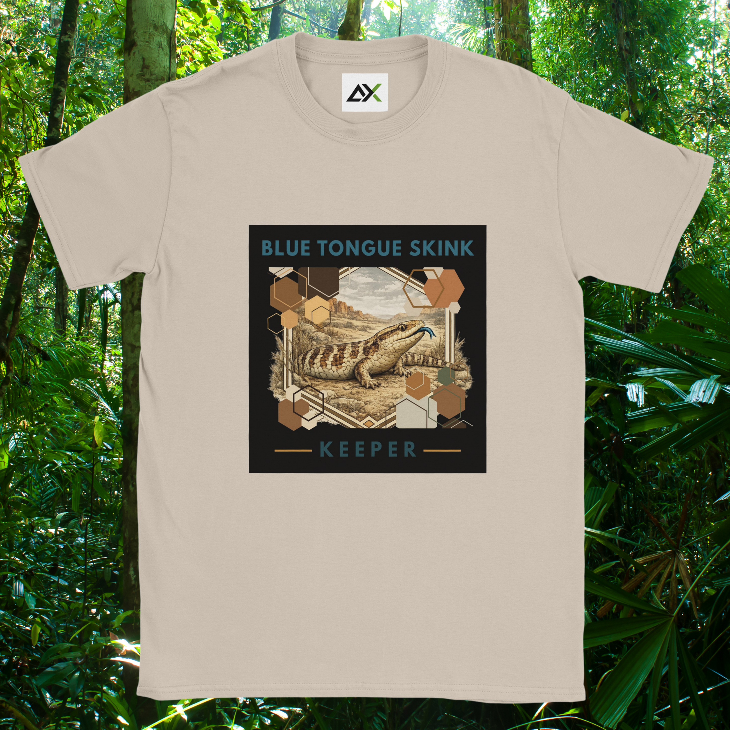 Sand Blue Tongue Skink shirt from the Keeper Collection