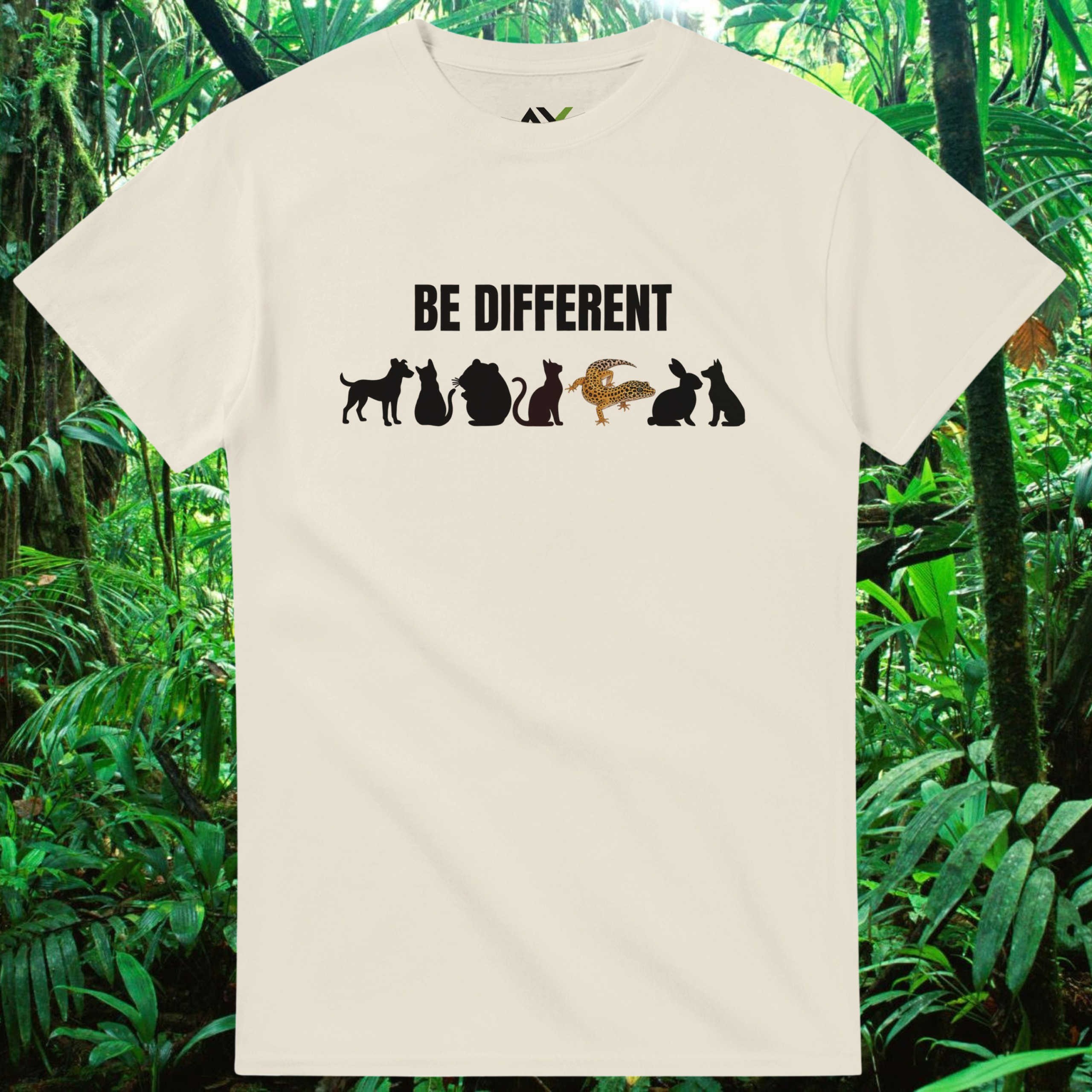Natural Be Different shirt with reptile design