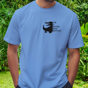 Life is better Collection – Reptile Shirt – Carolina Blue – Man Man wearing a Carolina blue Reptile shirt from the Life is better Collection