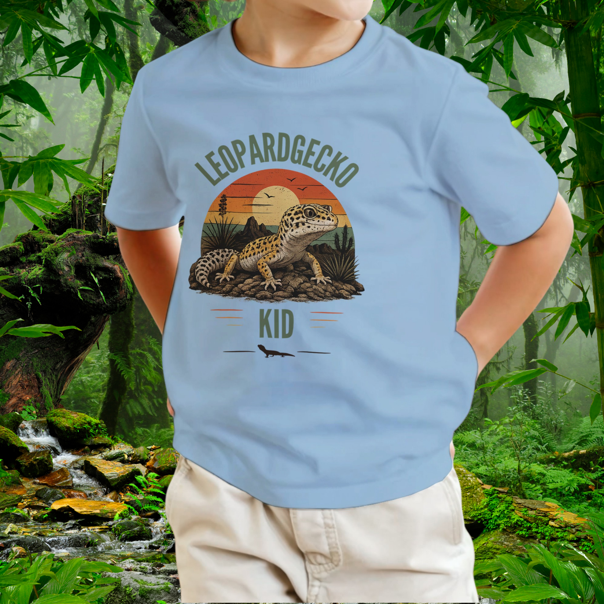 Child wearing Light Blue Leopard Gecko KID T-shirt