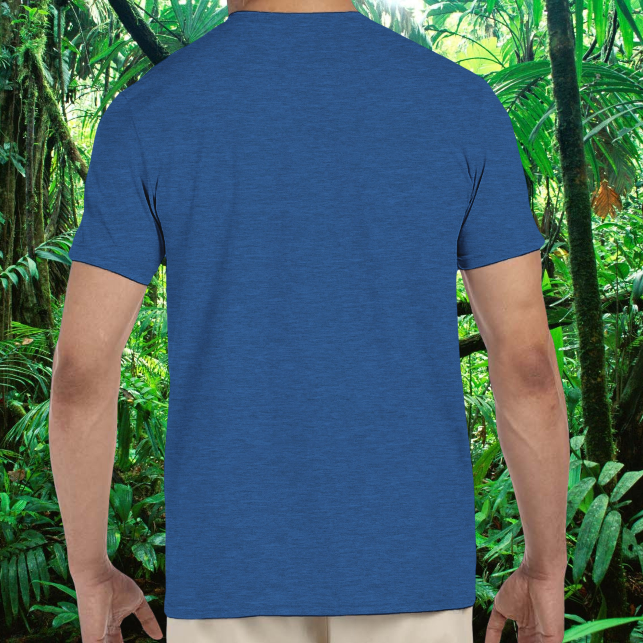 Back view of the heather royal Leopard Gecko shirt from the Life is better Collection