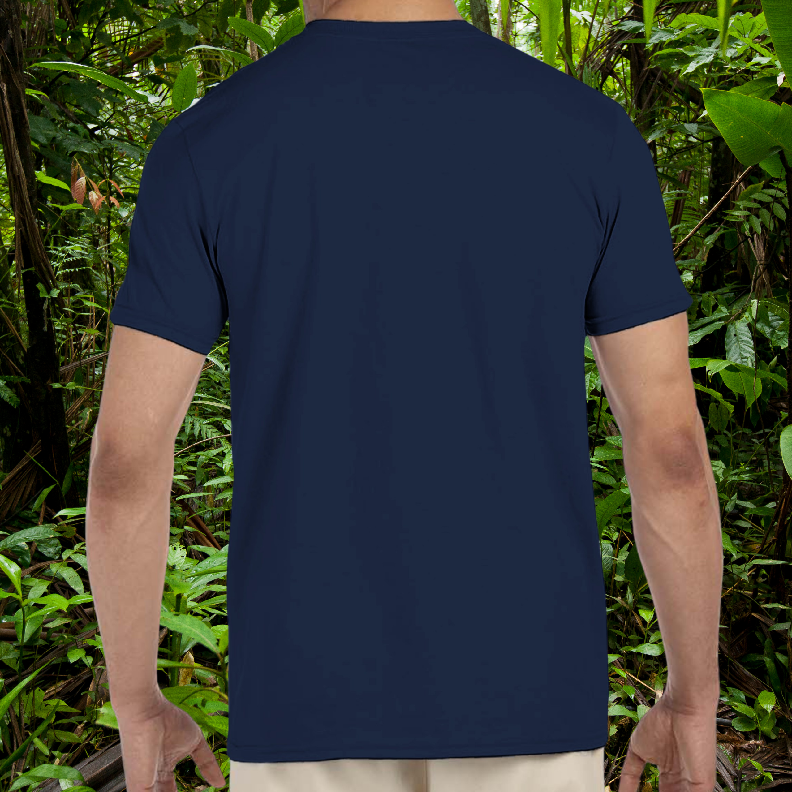 Back view of navy Leopard Gecko Dad shirt