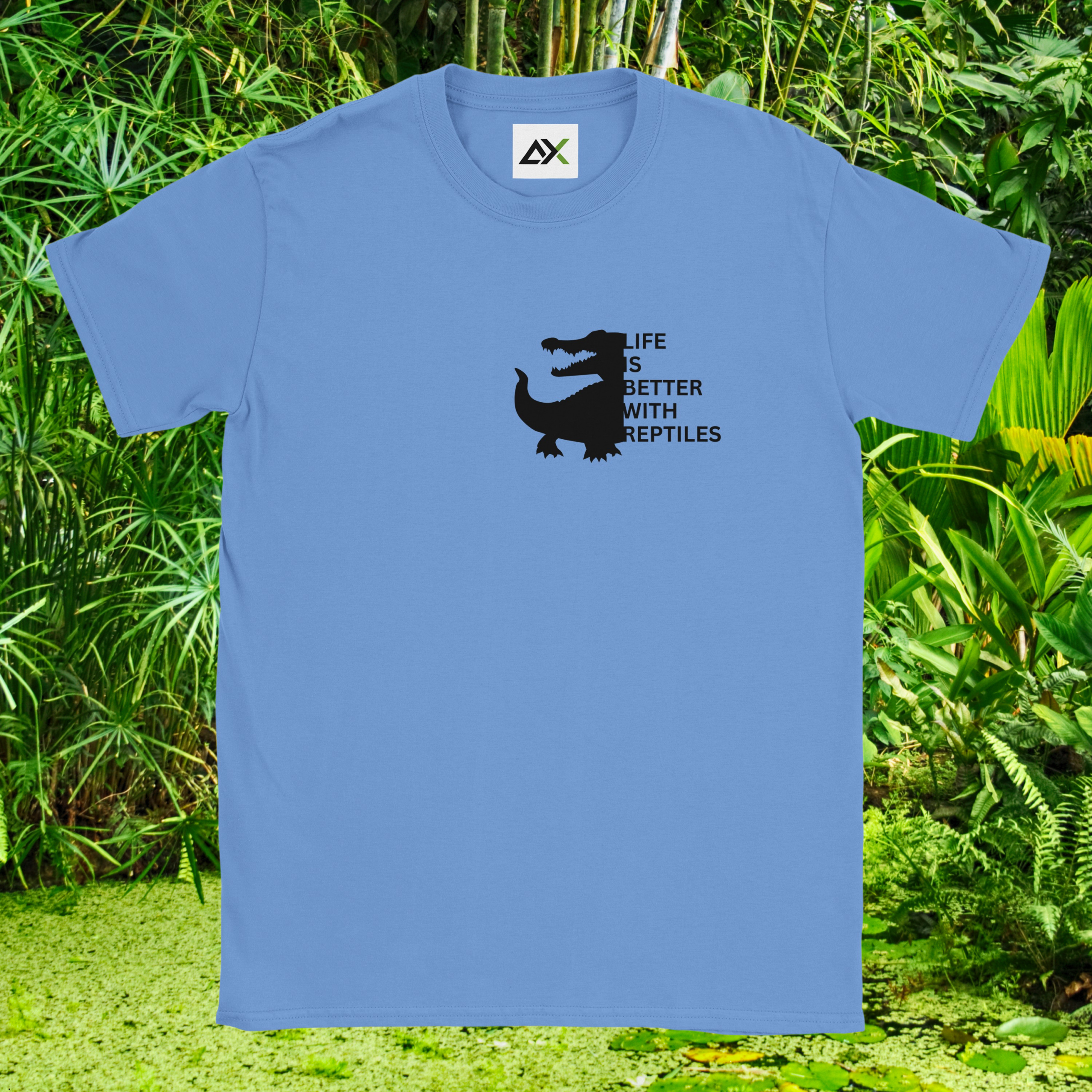 Carolina blue Reptile shirt from the Life is better Collection
