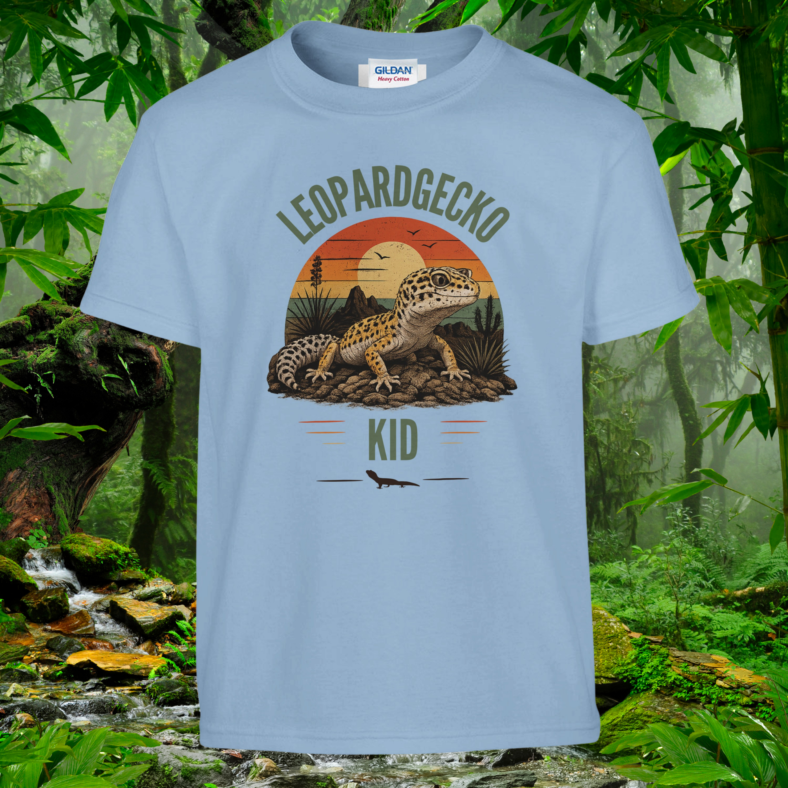 Leopard Gecko KID kids T-shirt in Light Blue by Aurexico