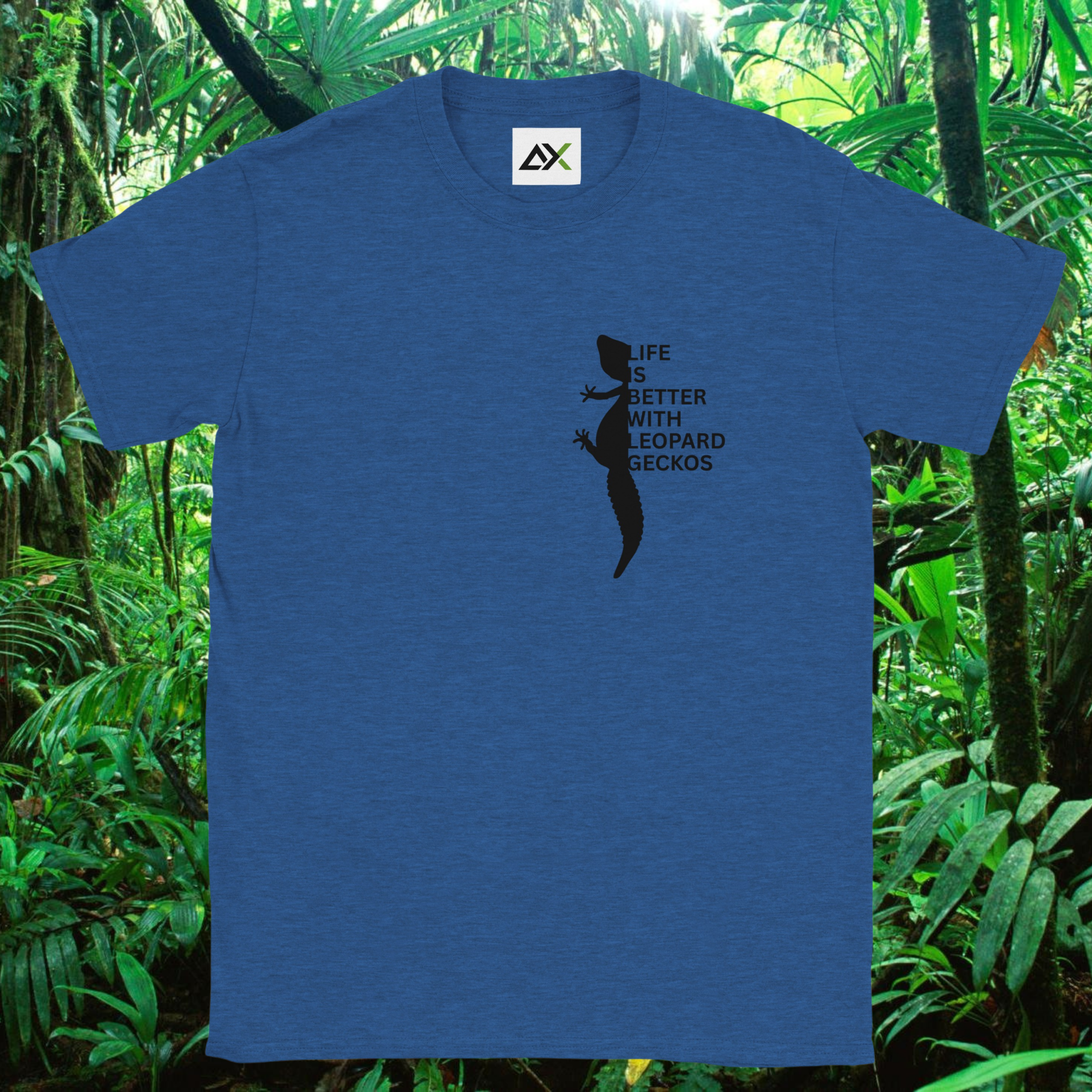 Heather royal Leopard Gecko shirt from the Life is better Collection
