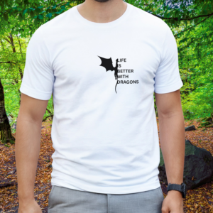 Man wearing a white Dragons shirt from the Life is better Collection