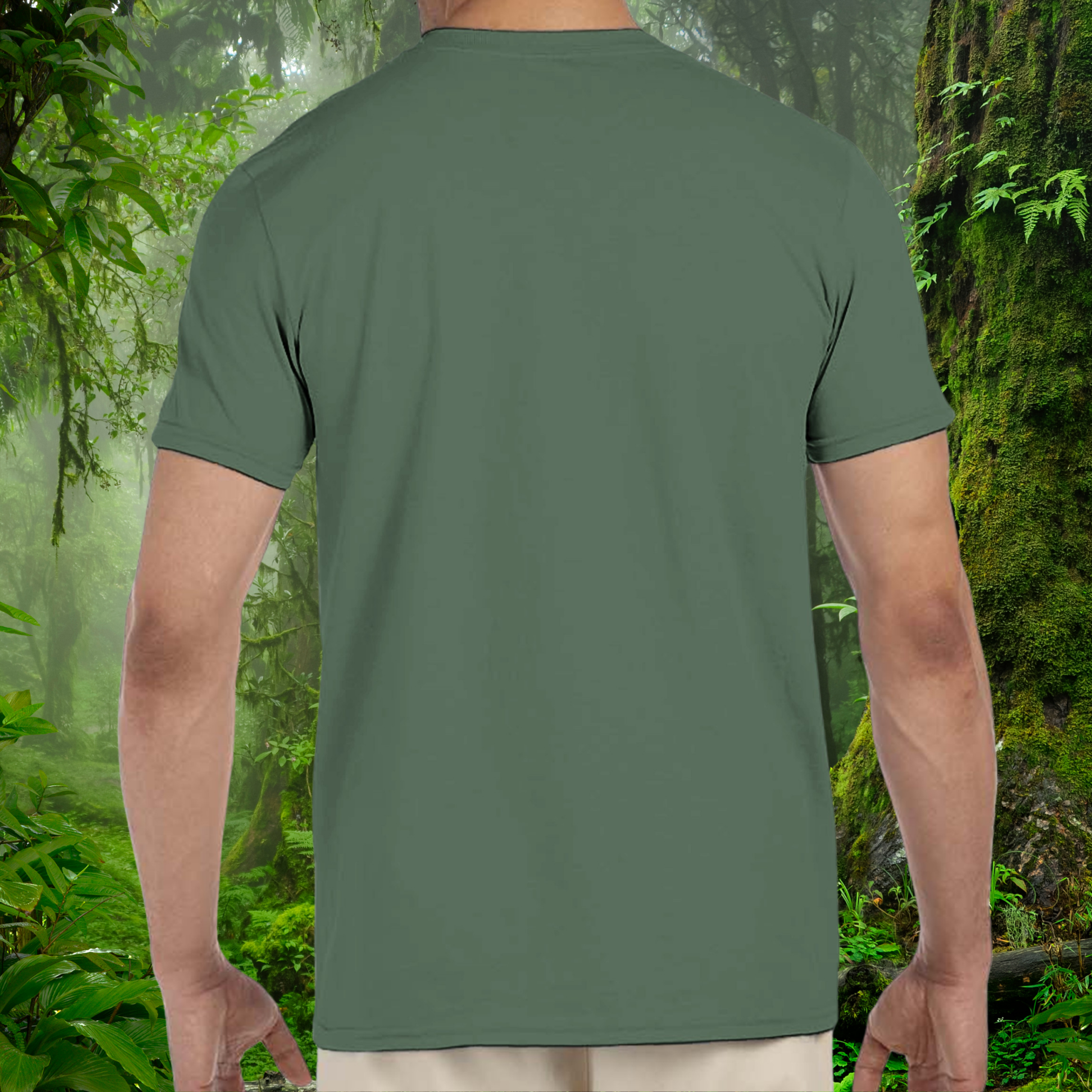 Back view of the military green Leopard Gecko shirt from the Keeper Collection