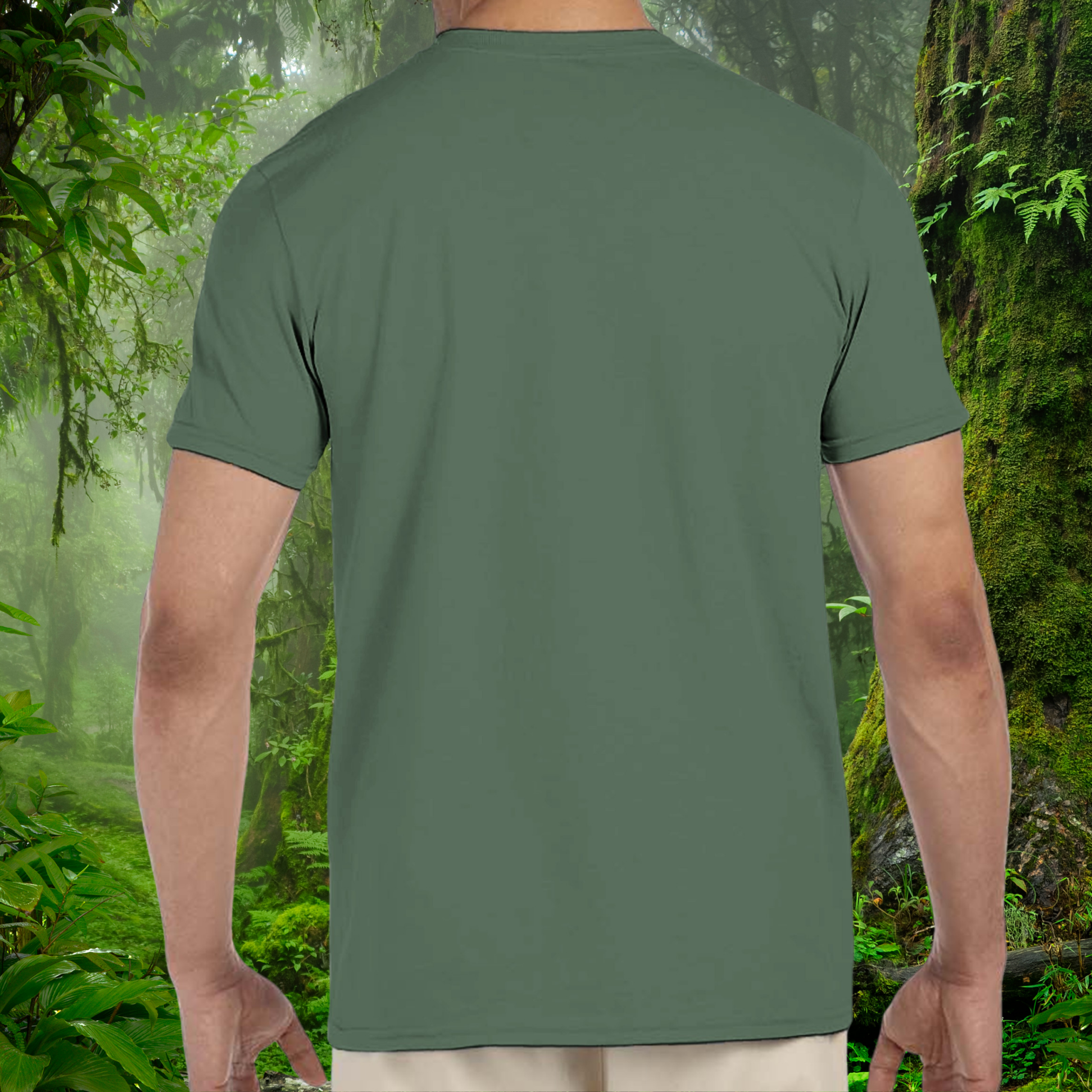 Back view of the military green Corn Snake shirt from the Keeper Collection