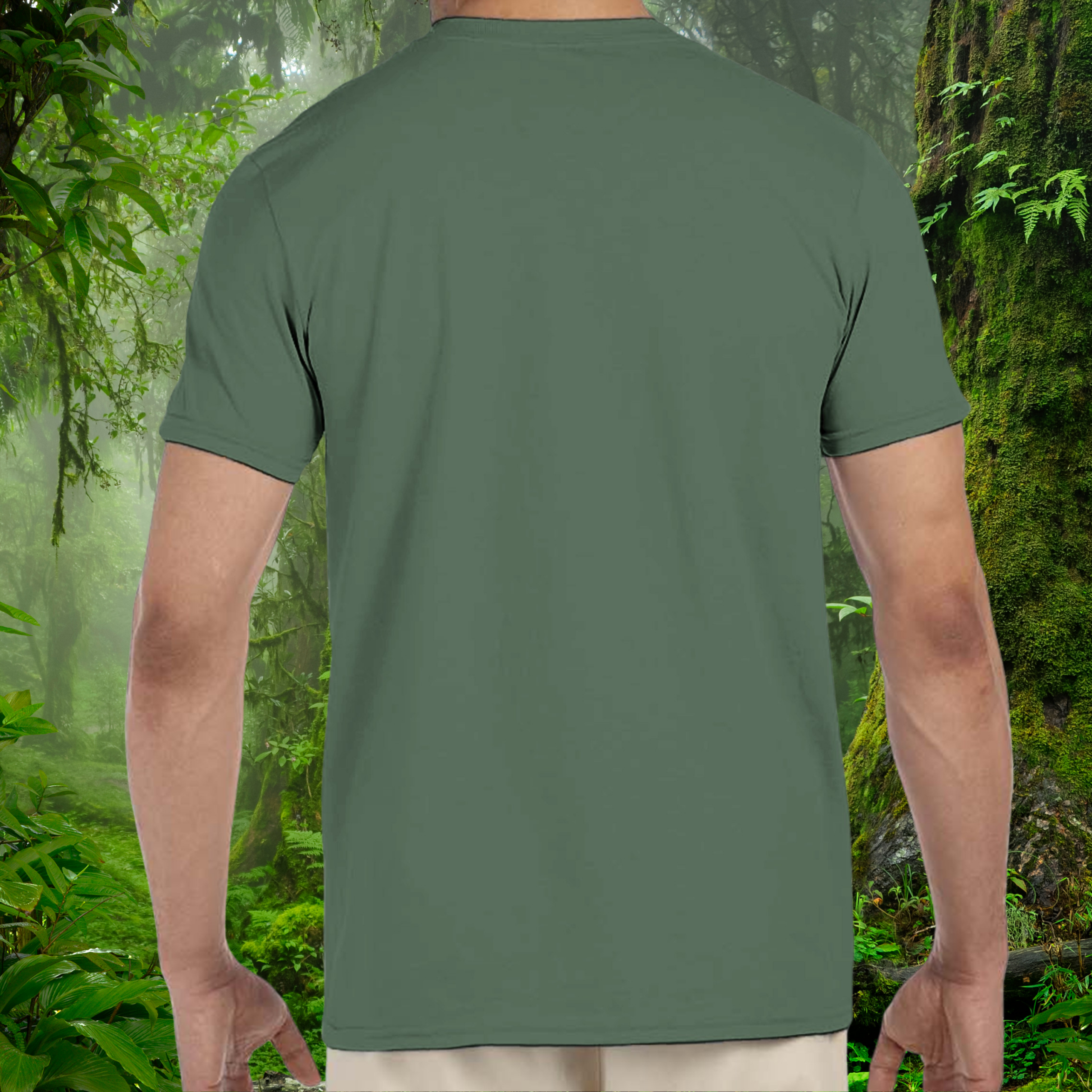 Back view of the military green Bearded Dragon shirt from the Keeper Collection