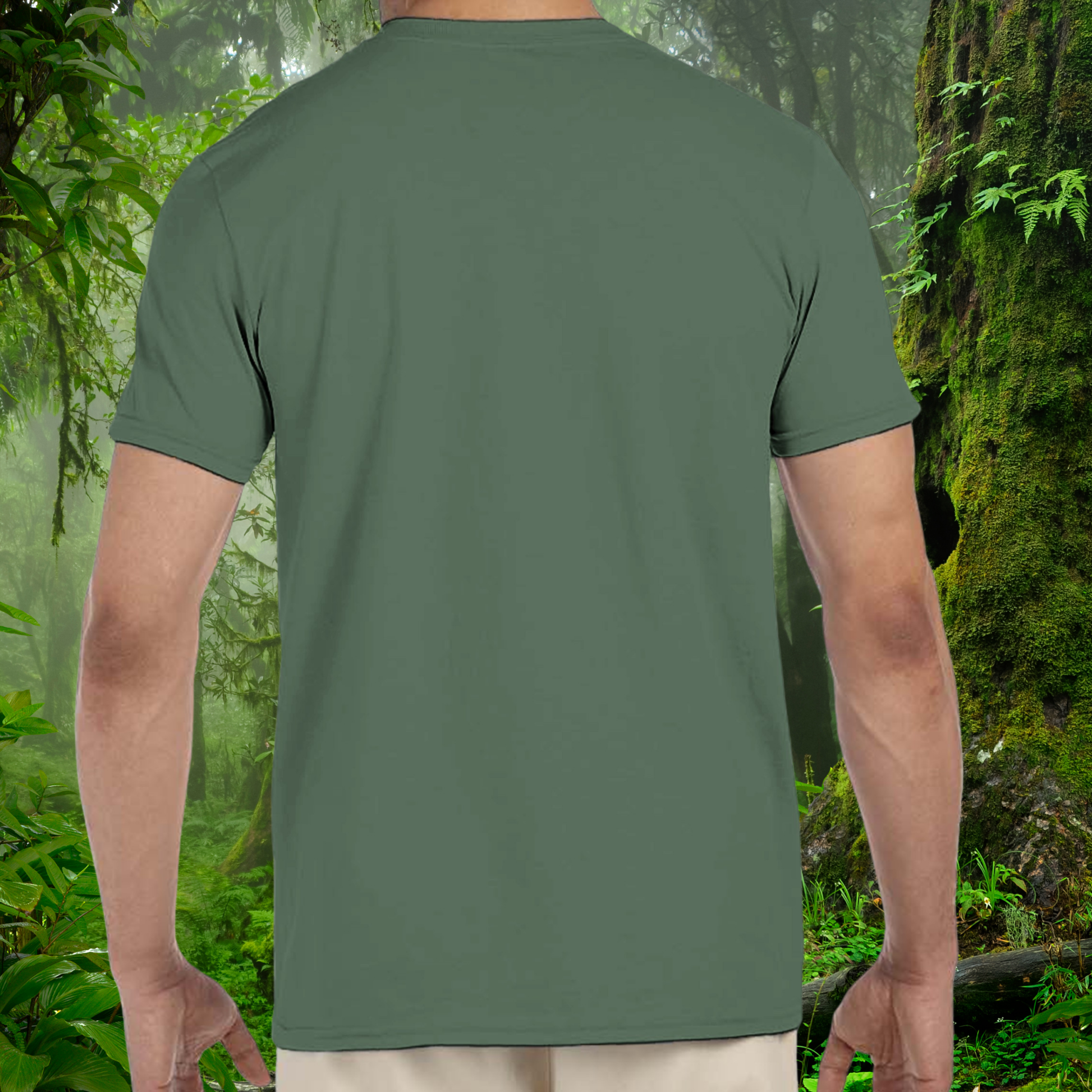 Back view of the military green Ball Python shirt from the Keeper Collection