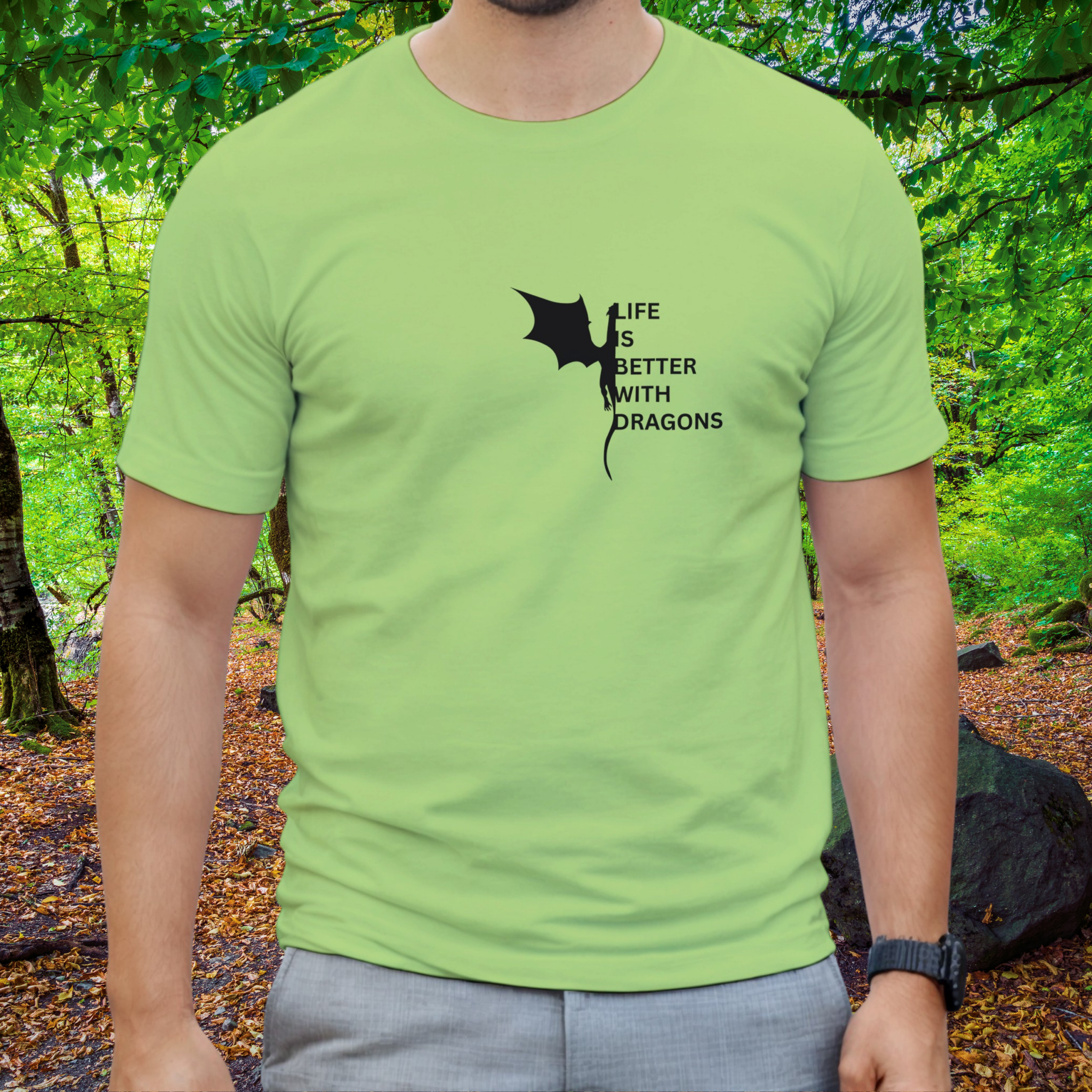 Man wearing a kiwi Dragons shirt from the Life is better Collection