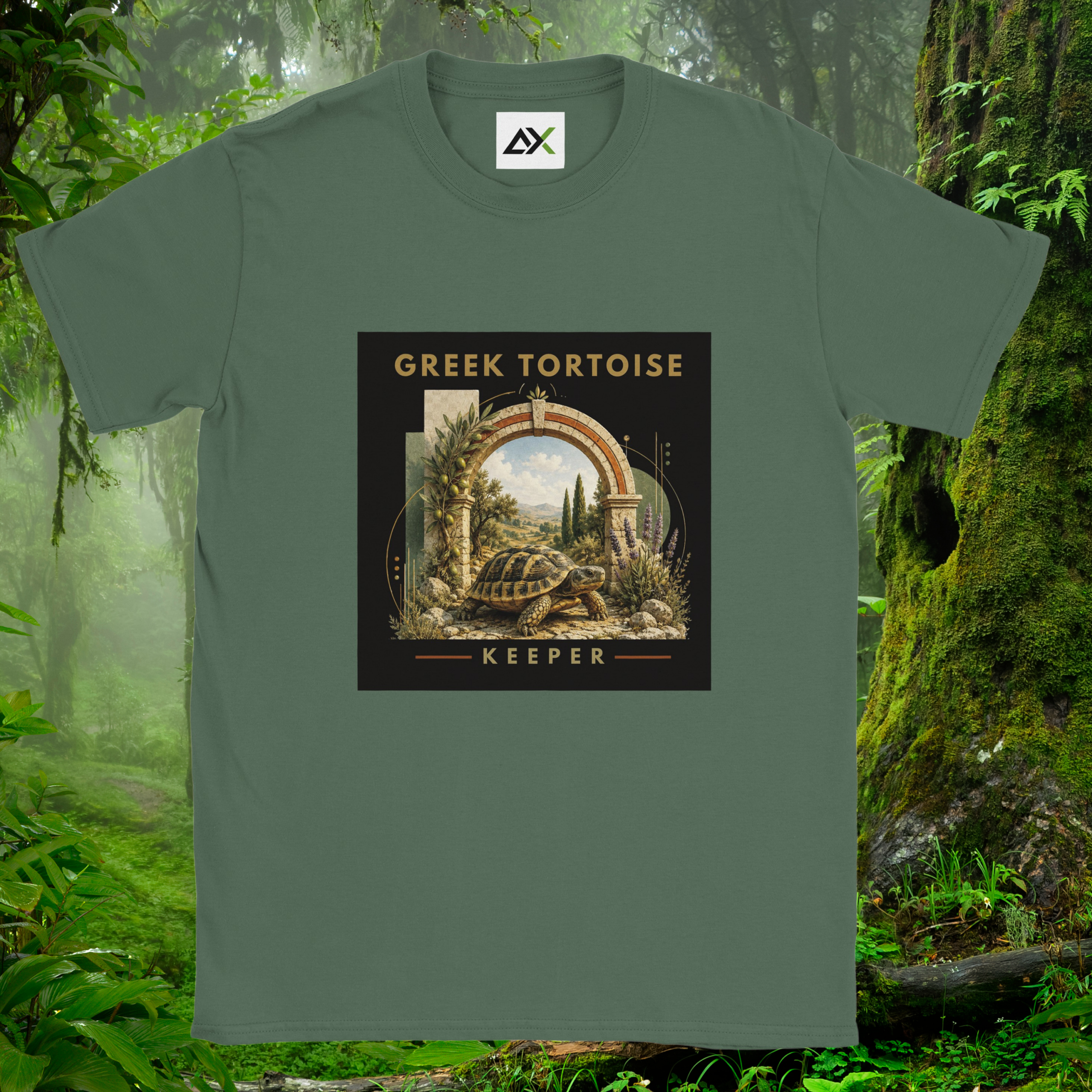 Military green Greek Tortoise shirt from the Keeper Collection