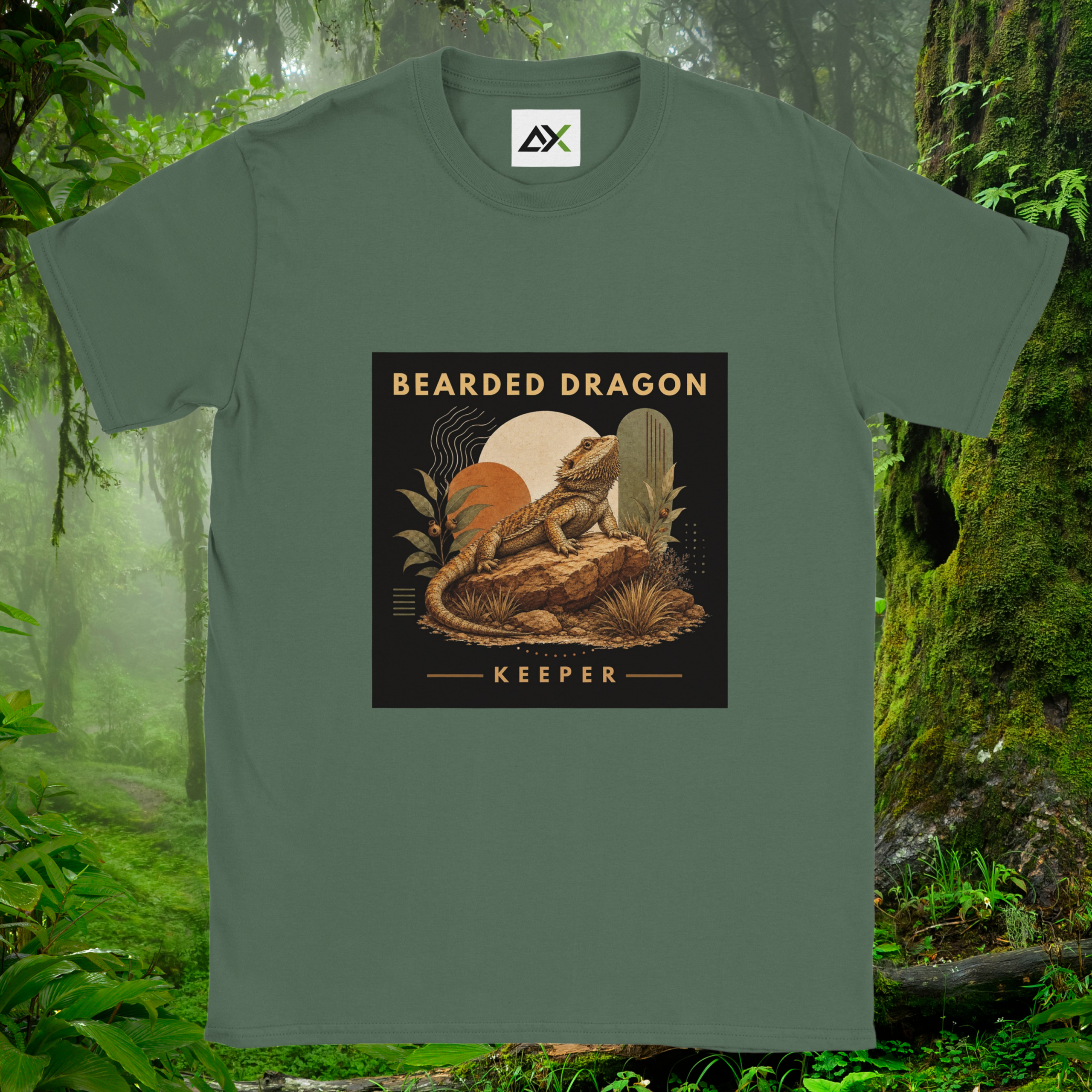 Military green Bearded Dragon shirt from the Keeper Collection