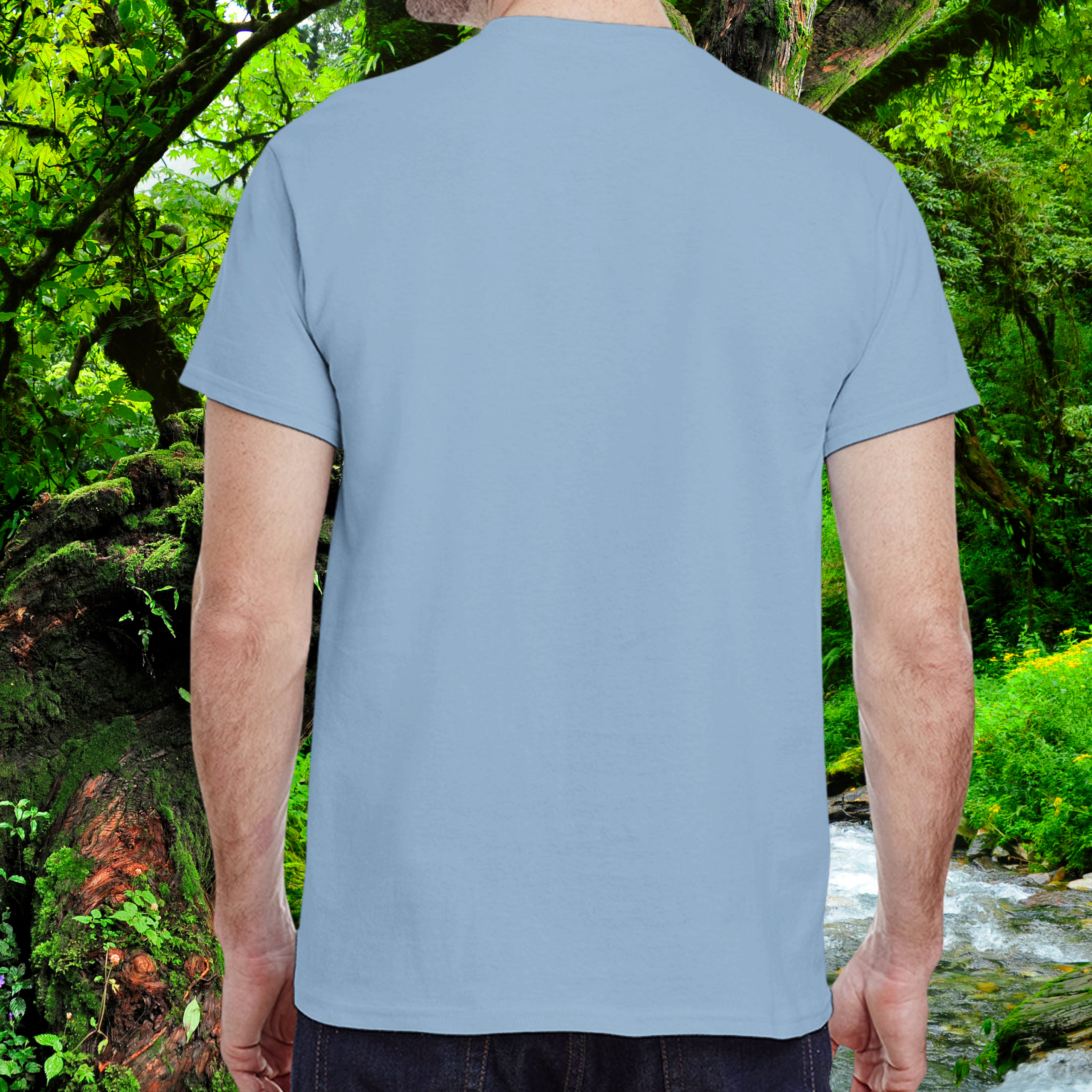 Back view of the light blue Gecko shirt from the Life is better Collection