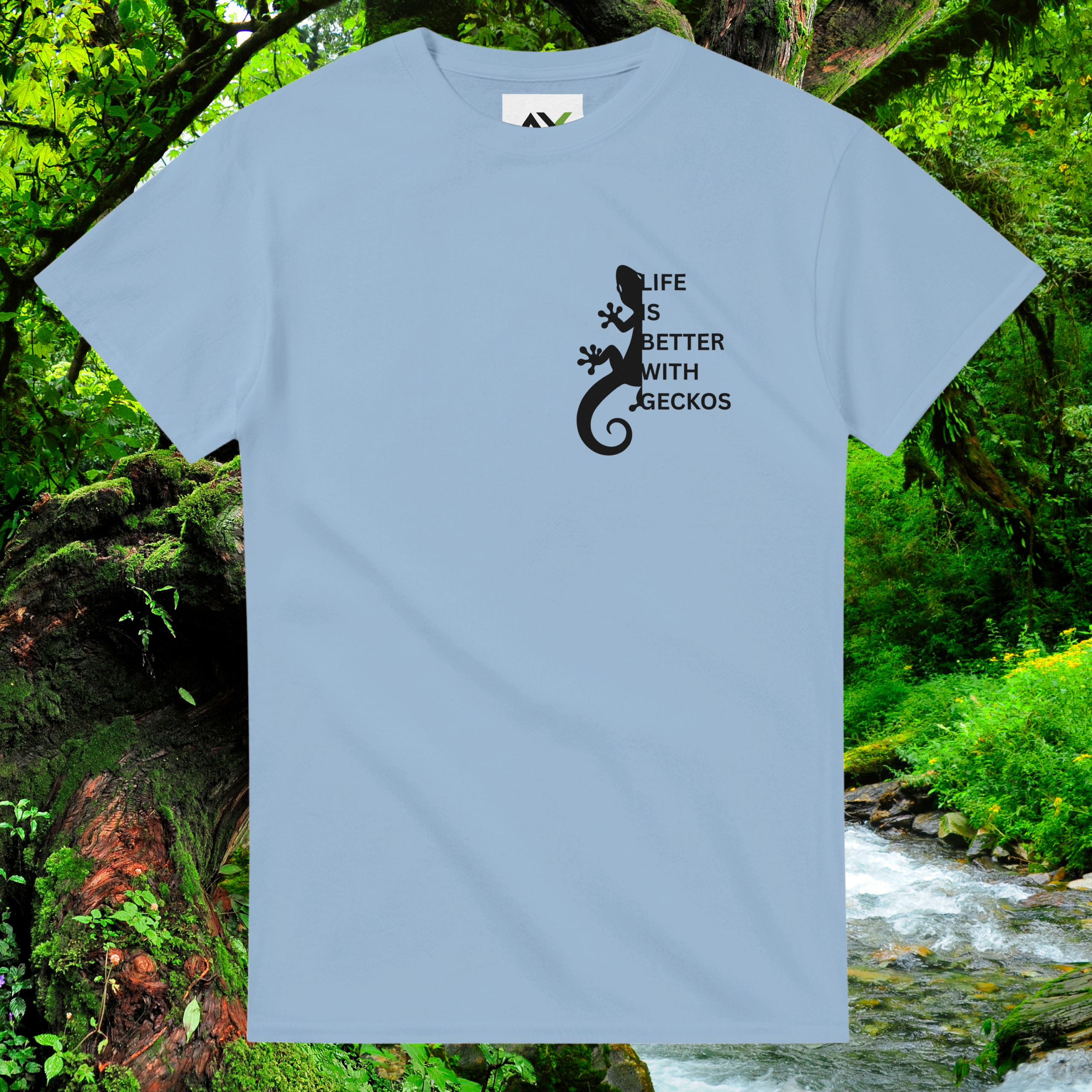 Light blue Gecko shirt from the Life is better Collection