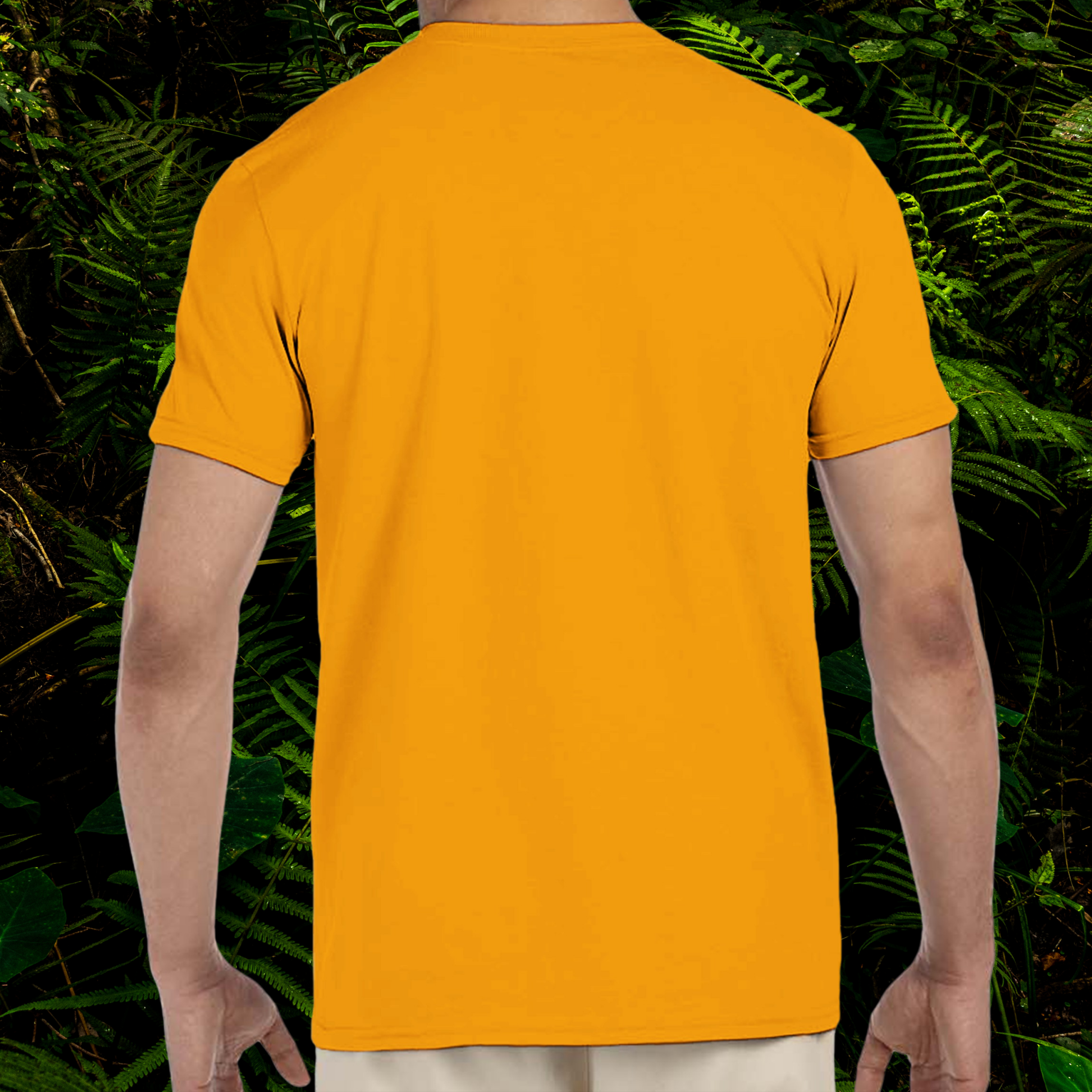 Back view of the gold Python shirt from the Life is better Collection