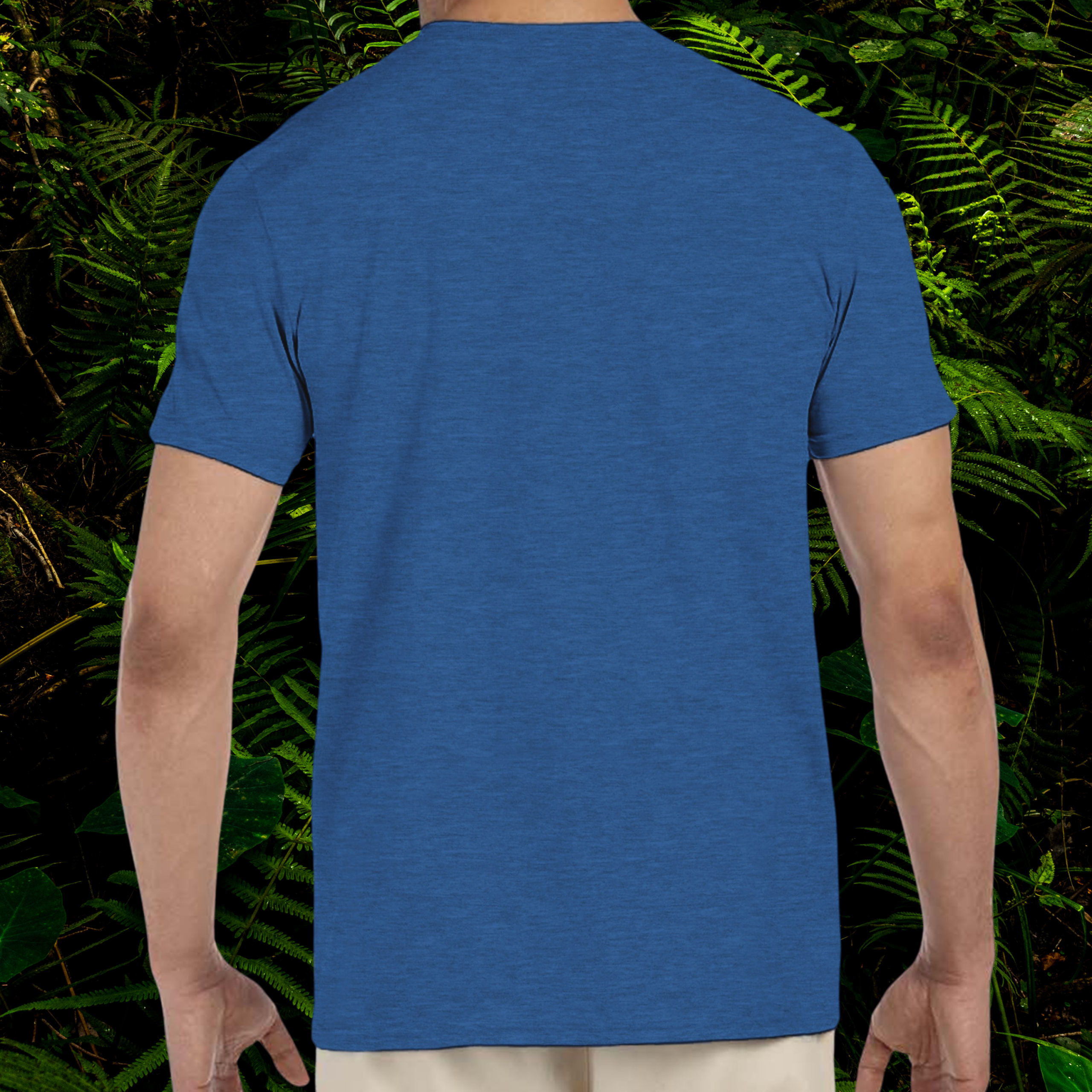 Back view of the heather royal Python shirt from the Life is better Collection