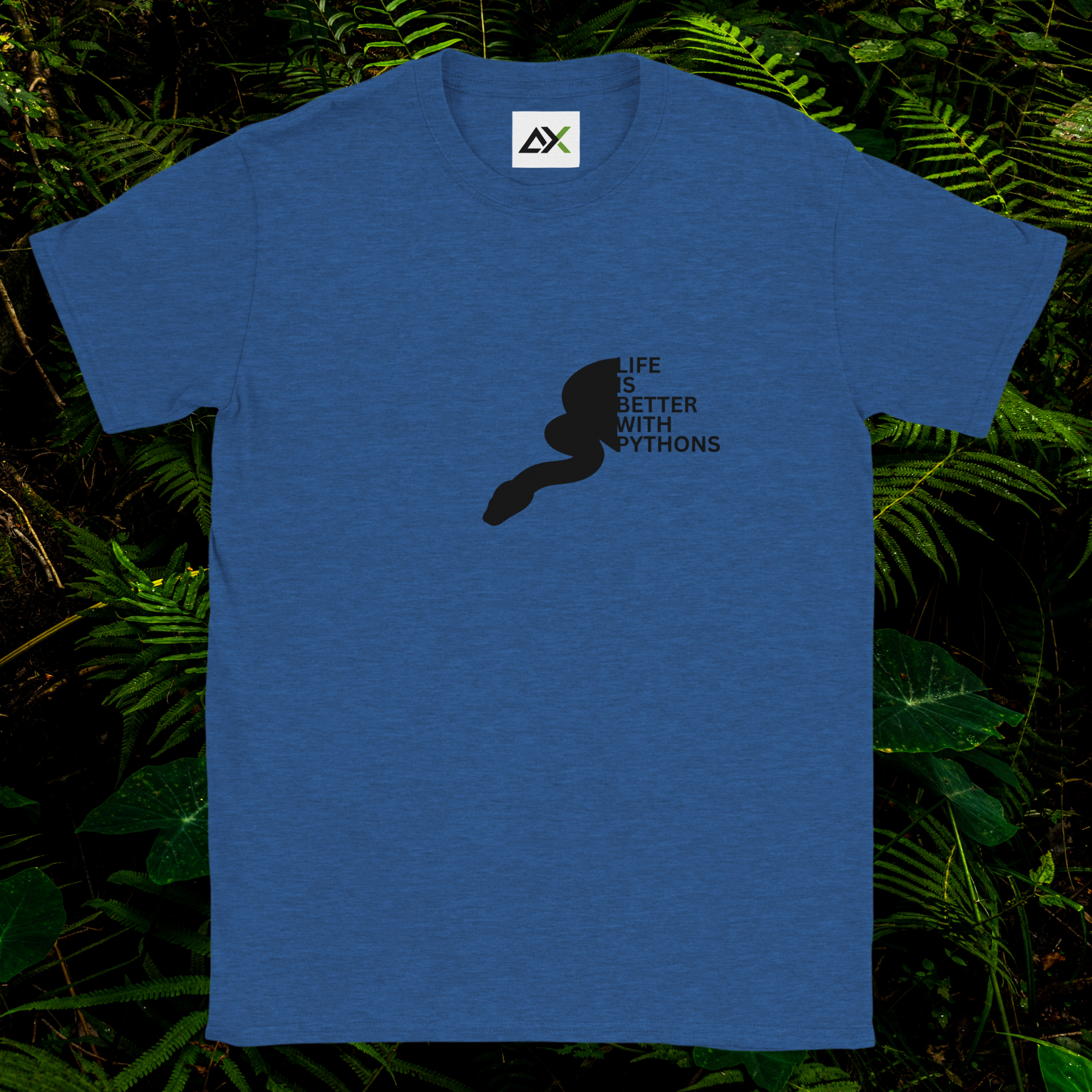 Heather royal Python shirt from the Life is better Collection