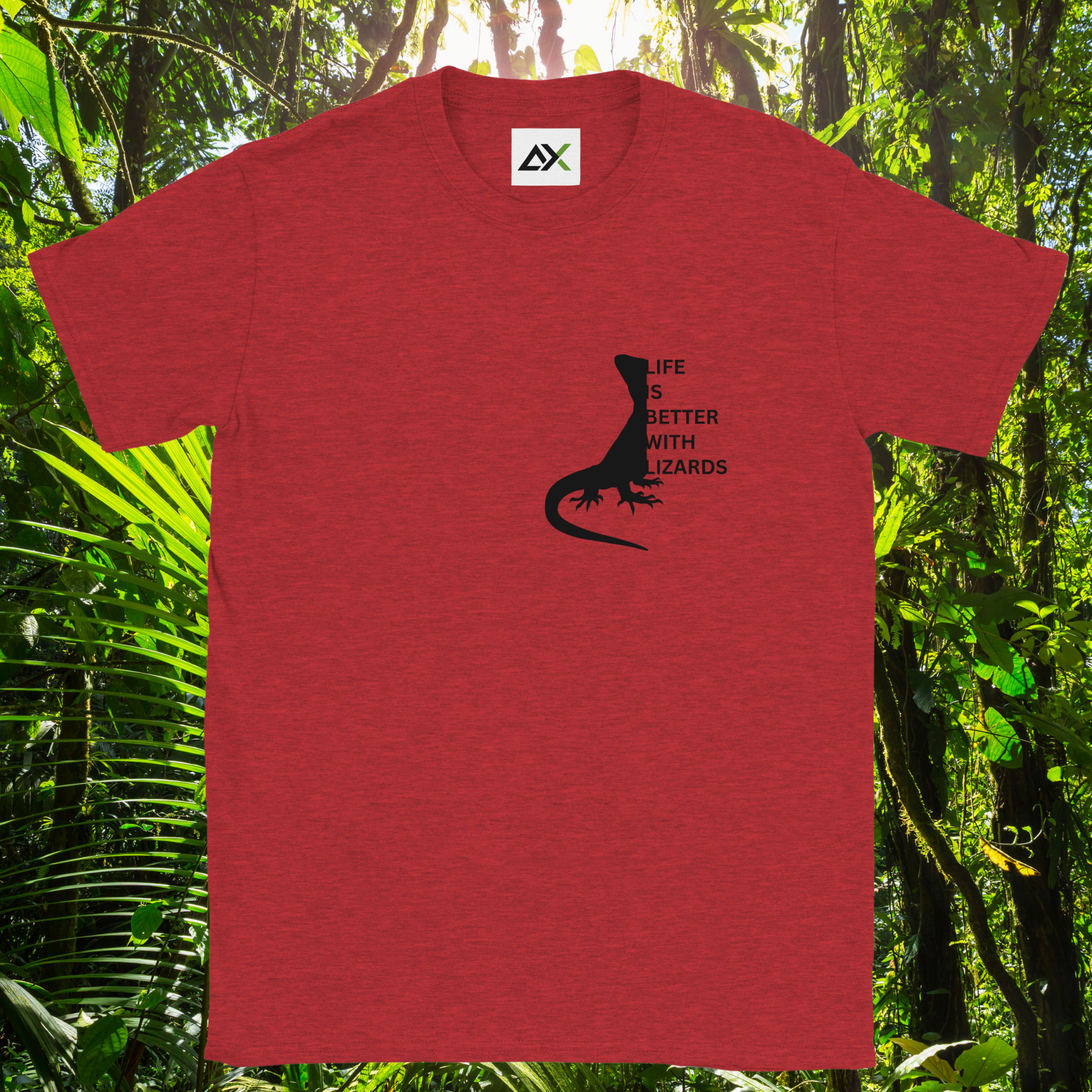 Heather red Lizards shirt from the Life is better Collection