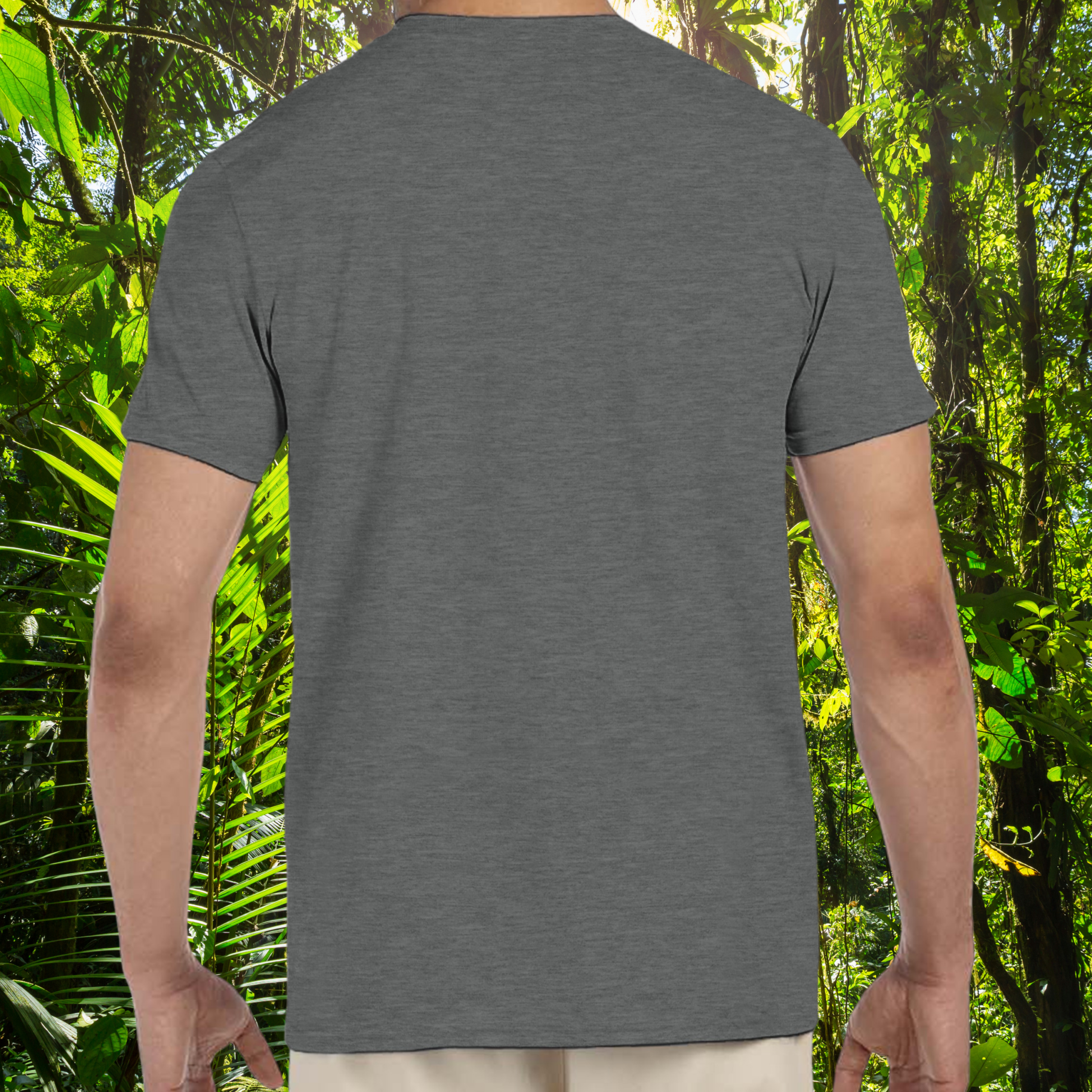 Back view of the graphite heather Lizards shirt from the Life is better Collection