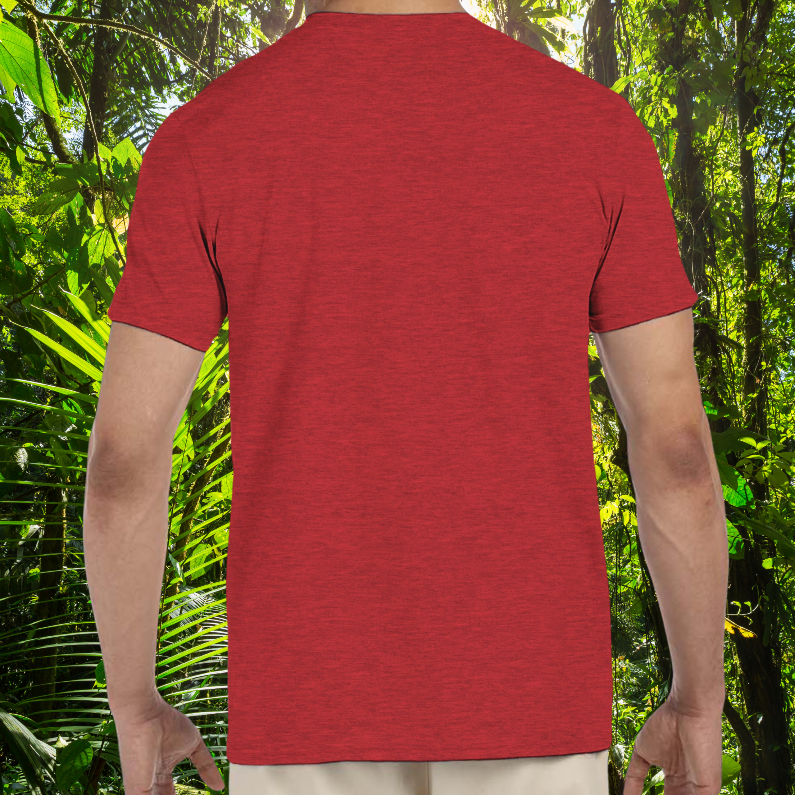 Back view of the heather red Lizards shirt from the Life is better Collection