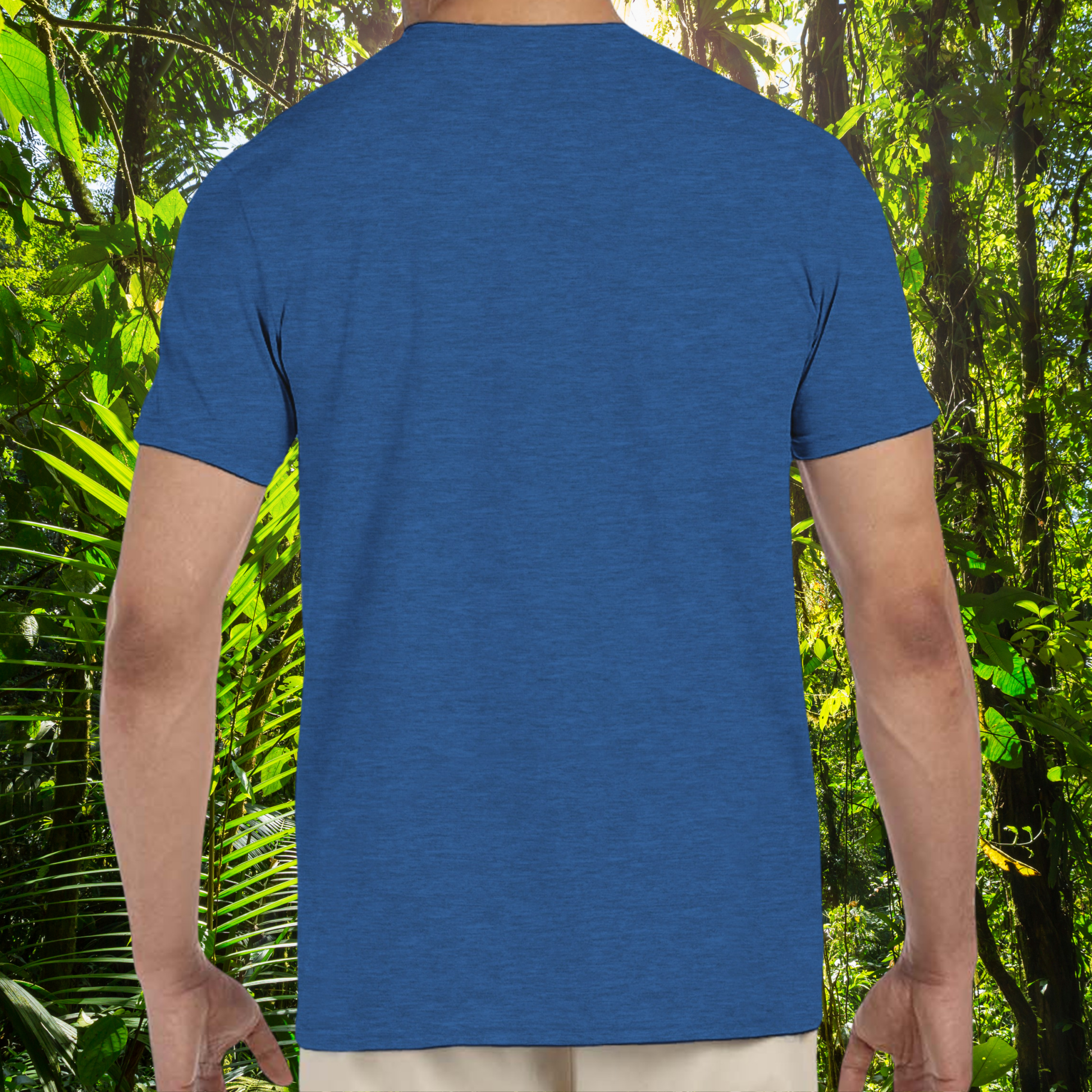 Back view of the heather royal Lizards shirt from the Life is better Collection