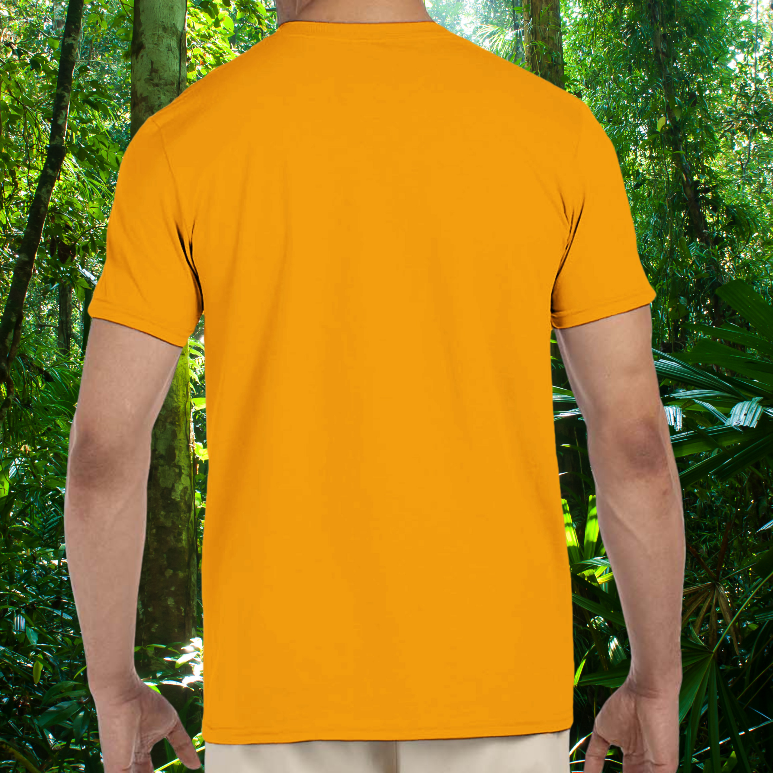 Back view of the gold Blue Tongue Skink shirt from the Keeper Collection