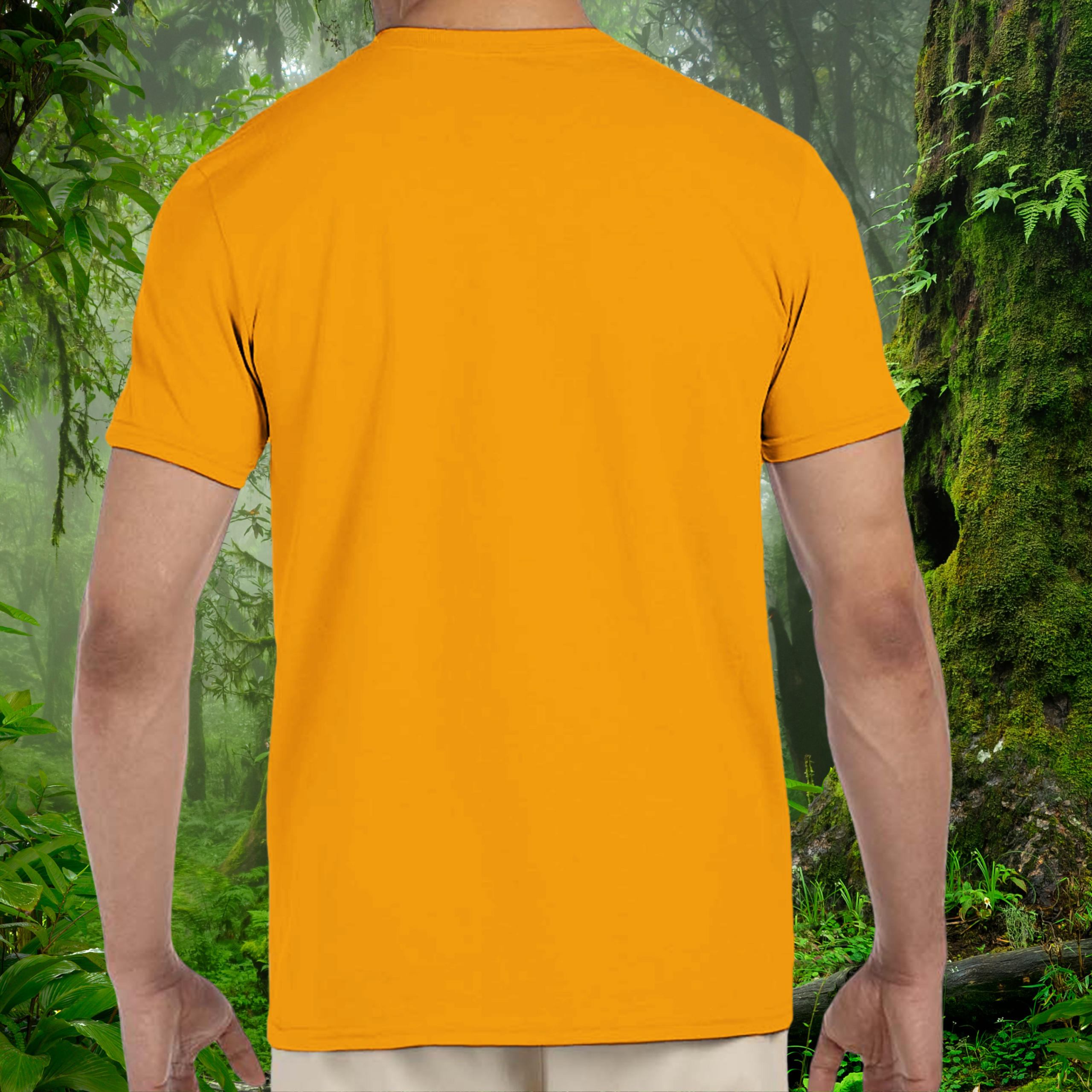 Back view of the gold Green Tree Python shirt from the Keeper Collection