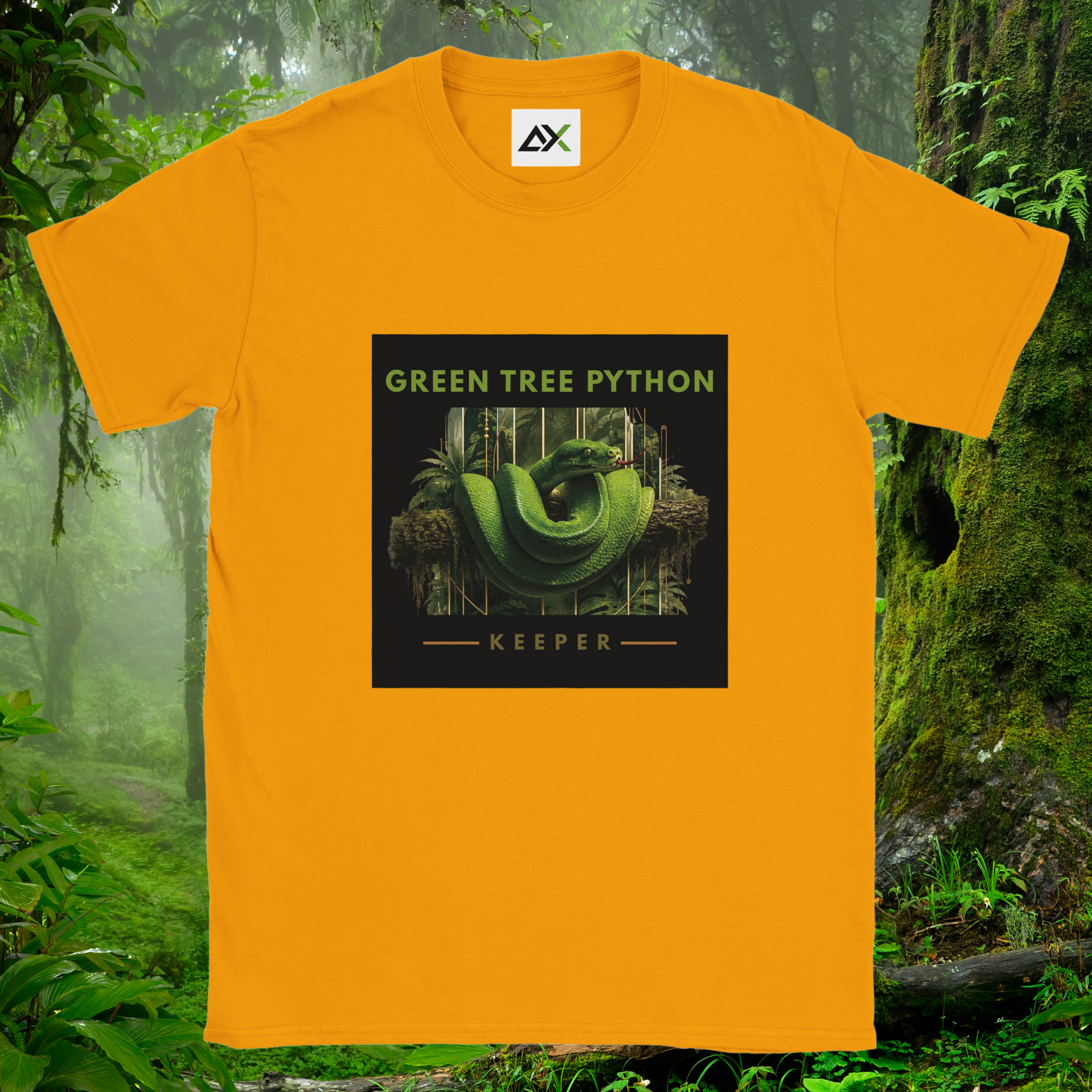 Gold Green Tree Python shirt from the Keeper Collection