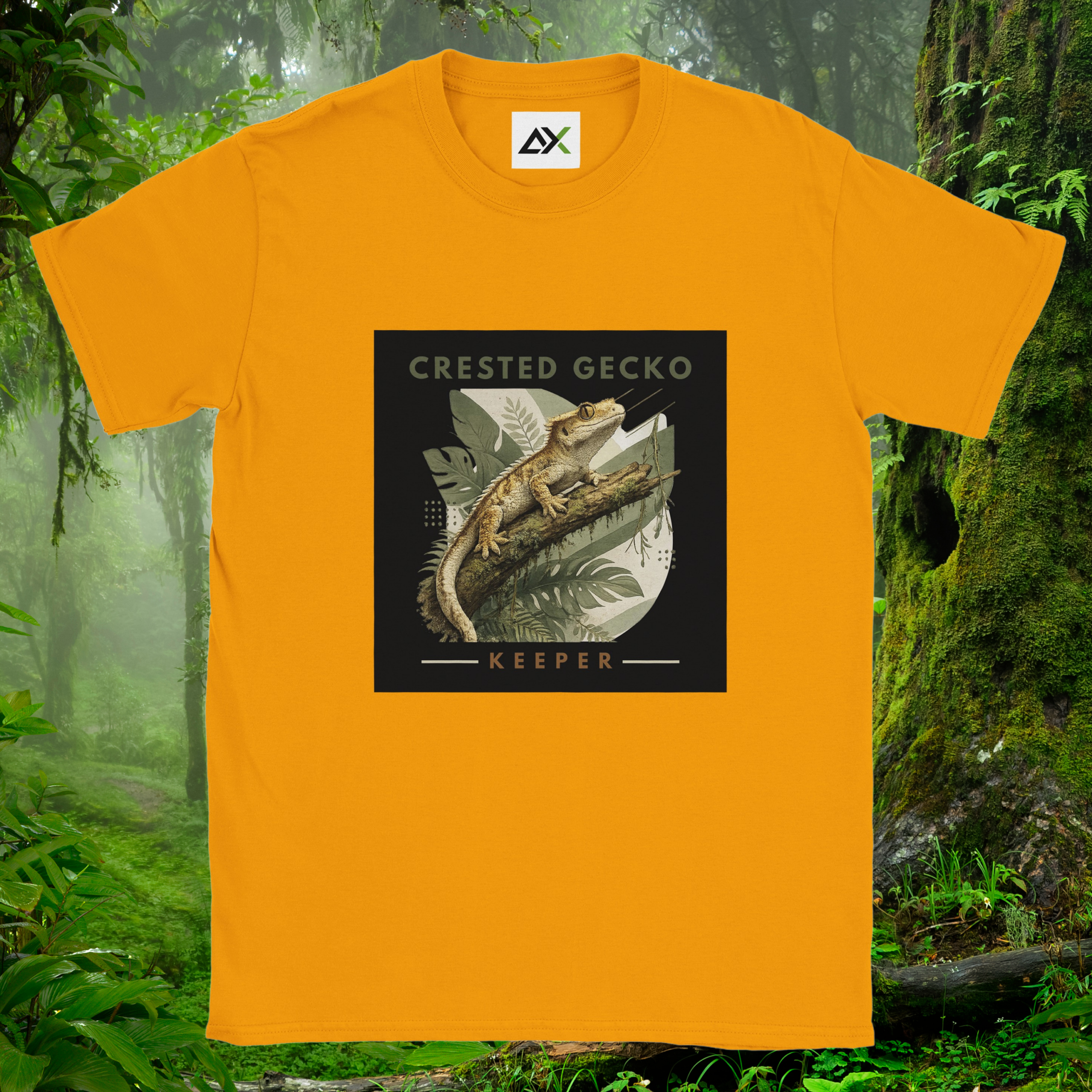 Gold Crested Gecko shirt from the Keeper Collection