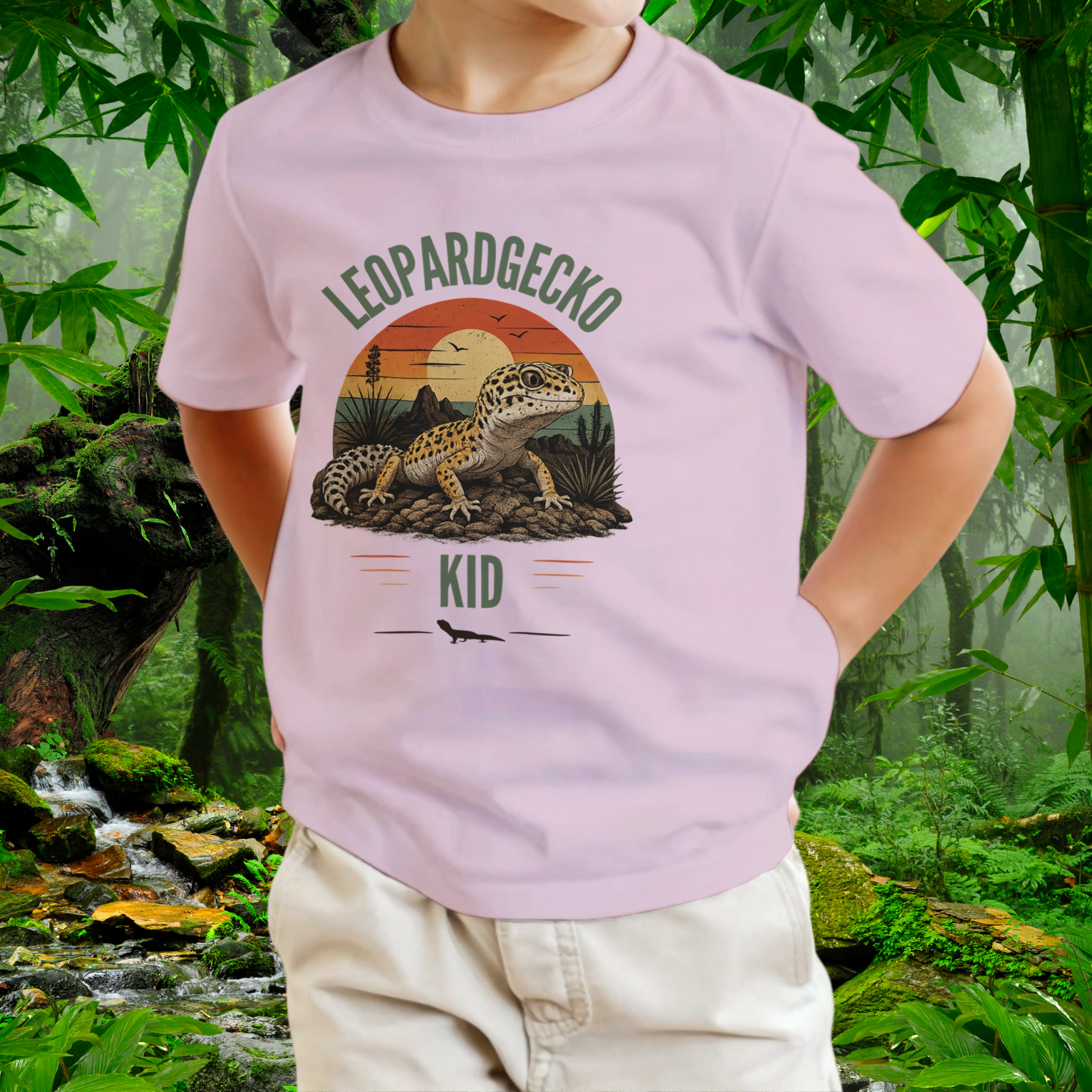 Child wearing Light Pink Leopard Gecko KID T-shirt