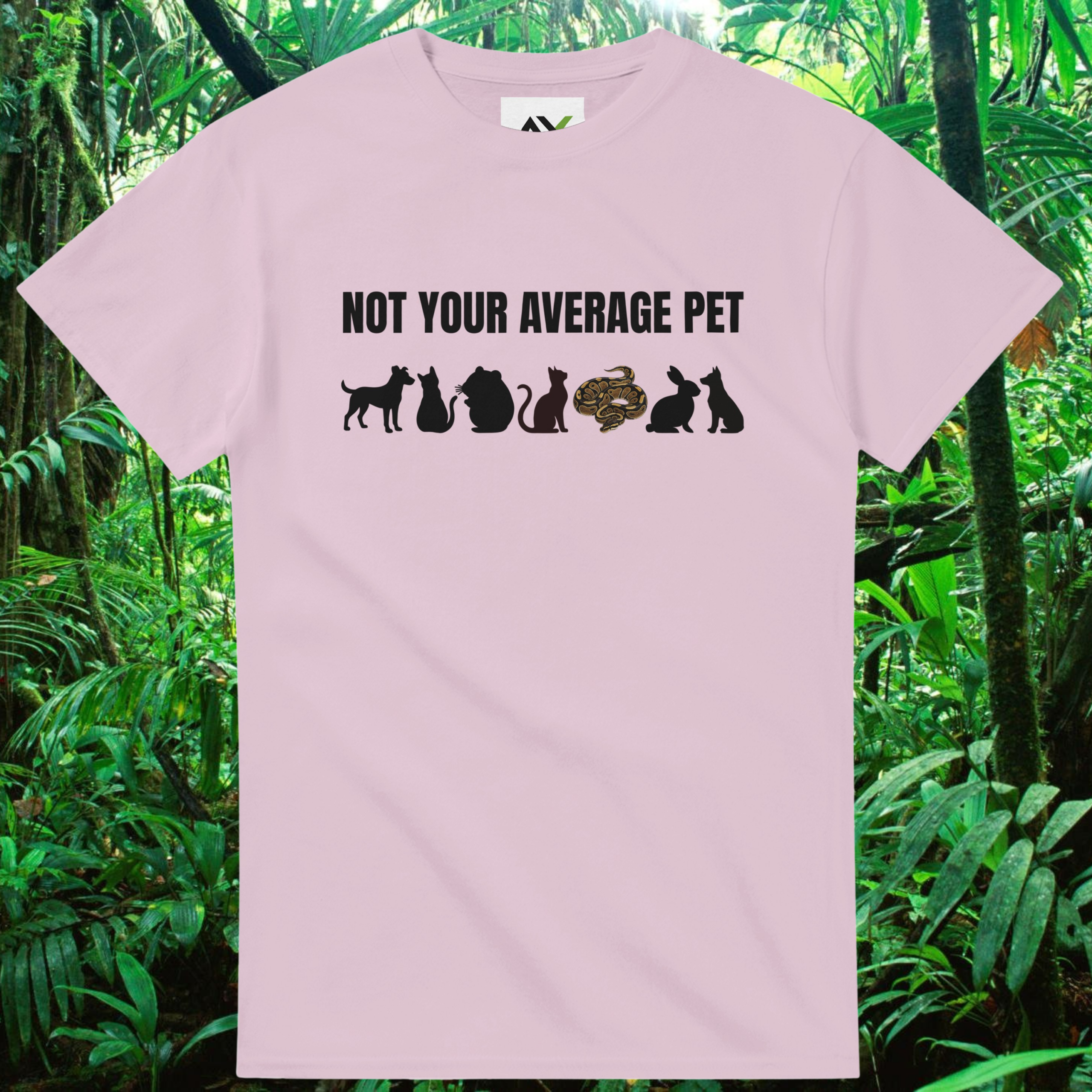 Light pink Not Your Average Pet Ball Python shirt with snake design