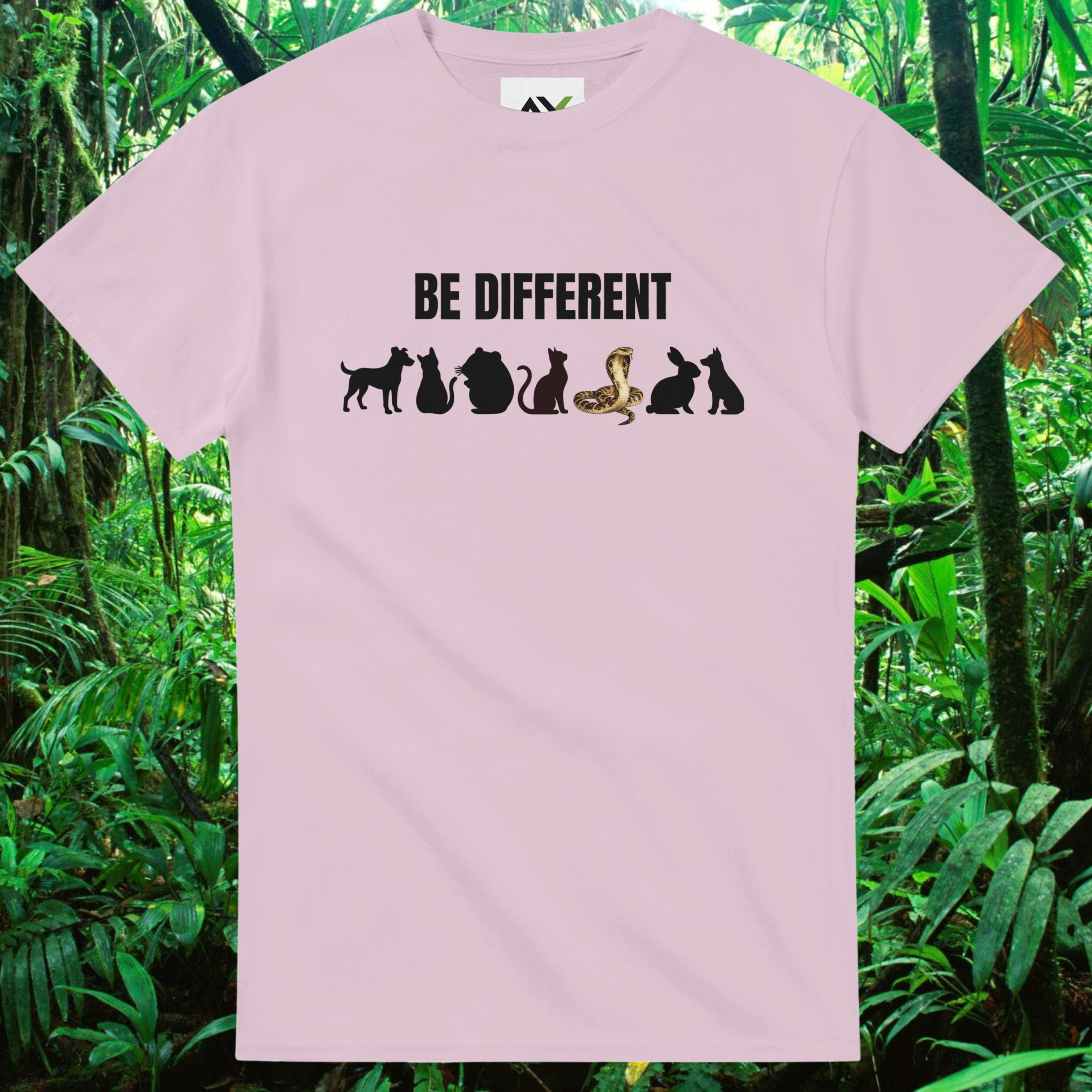 Light pink Be Different Snake shirt with animal and snake design