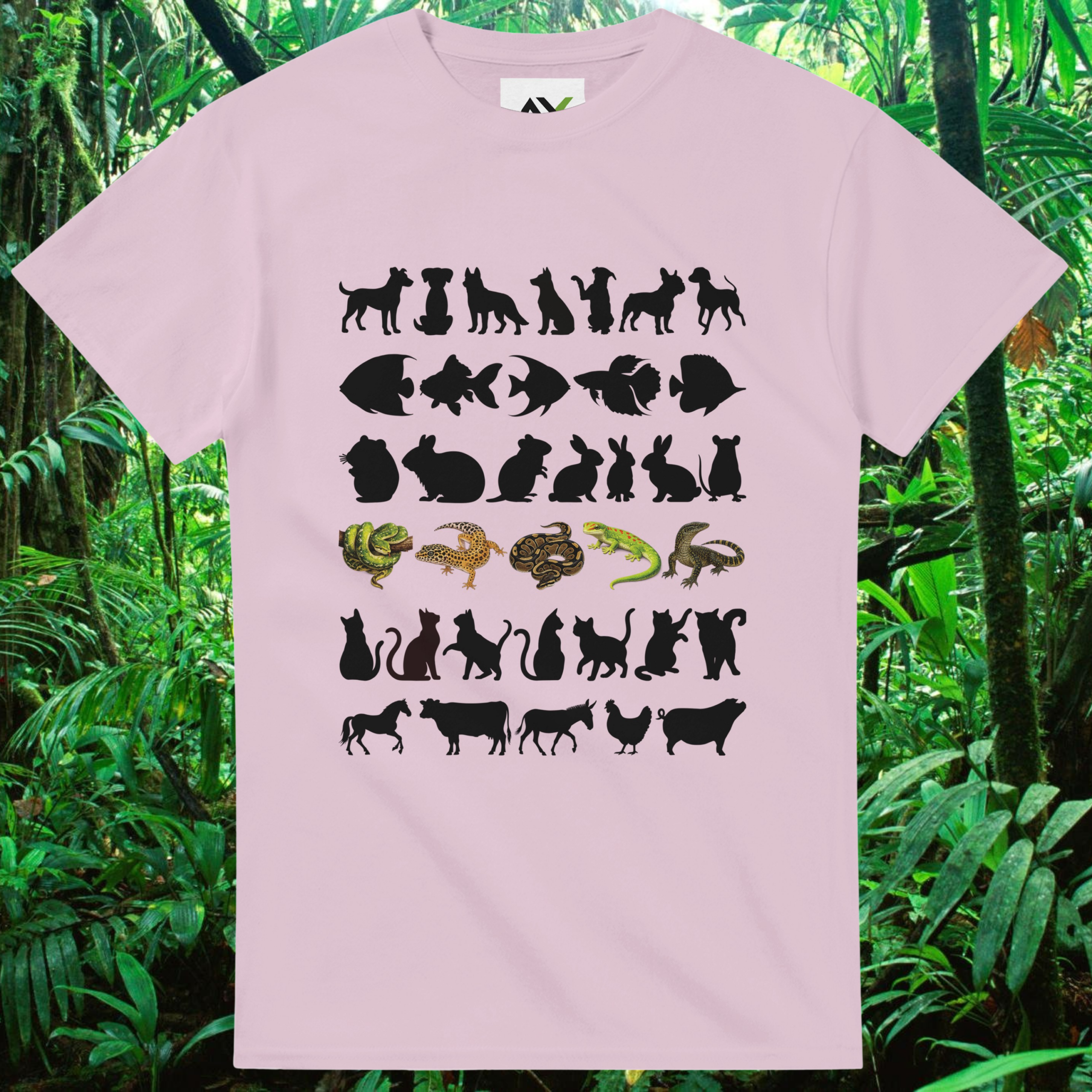 Light pink Not Your Average Pet shirt with animals