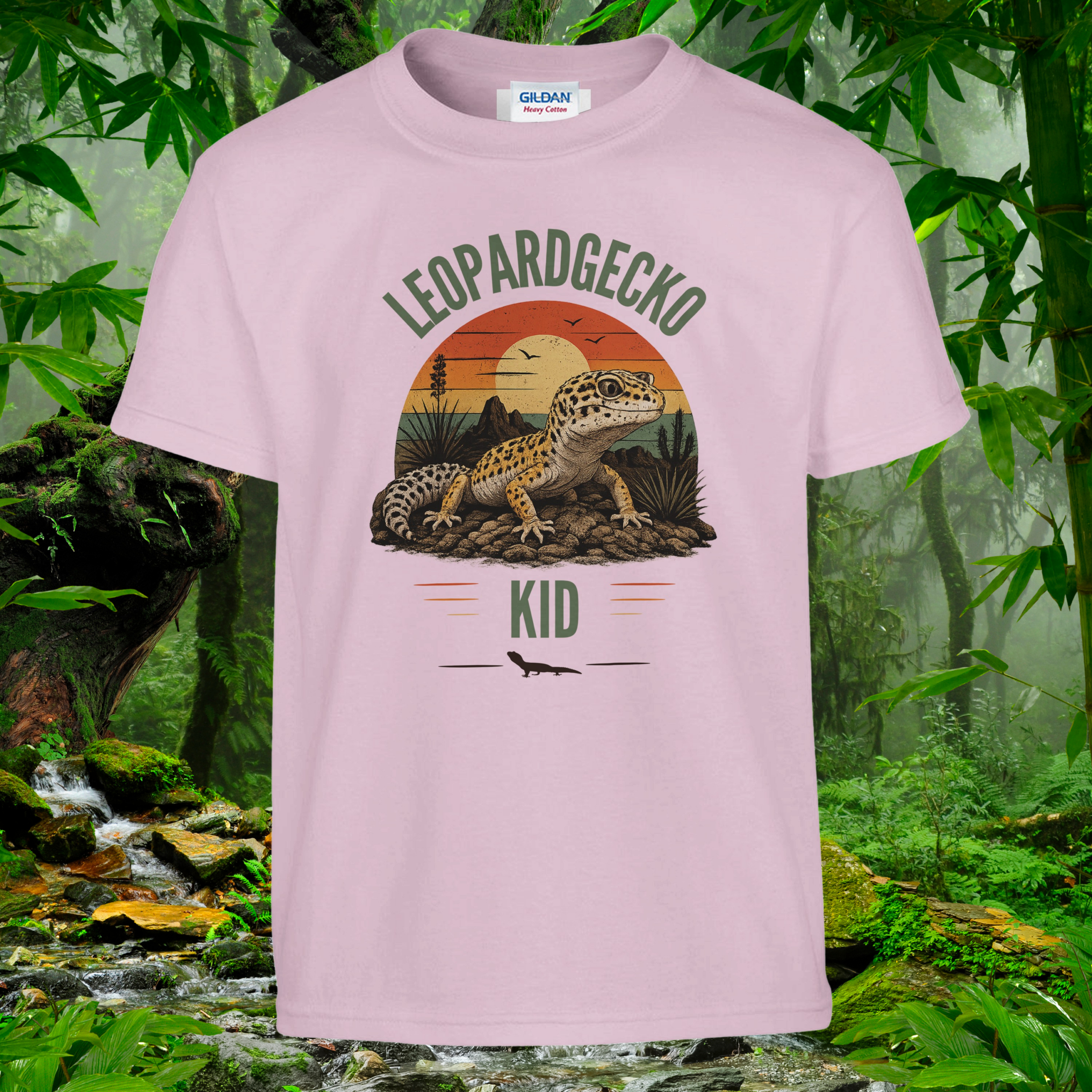 Leopard Gecko KID kids T-shirt in Light Pink by Aurexico