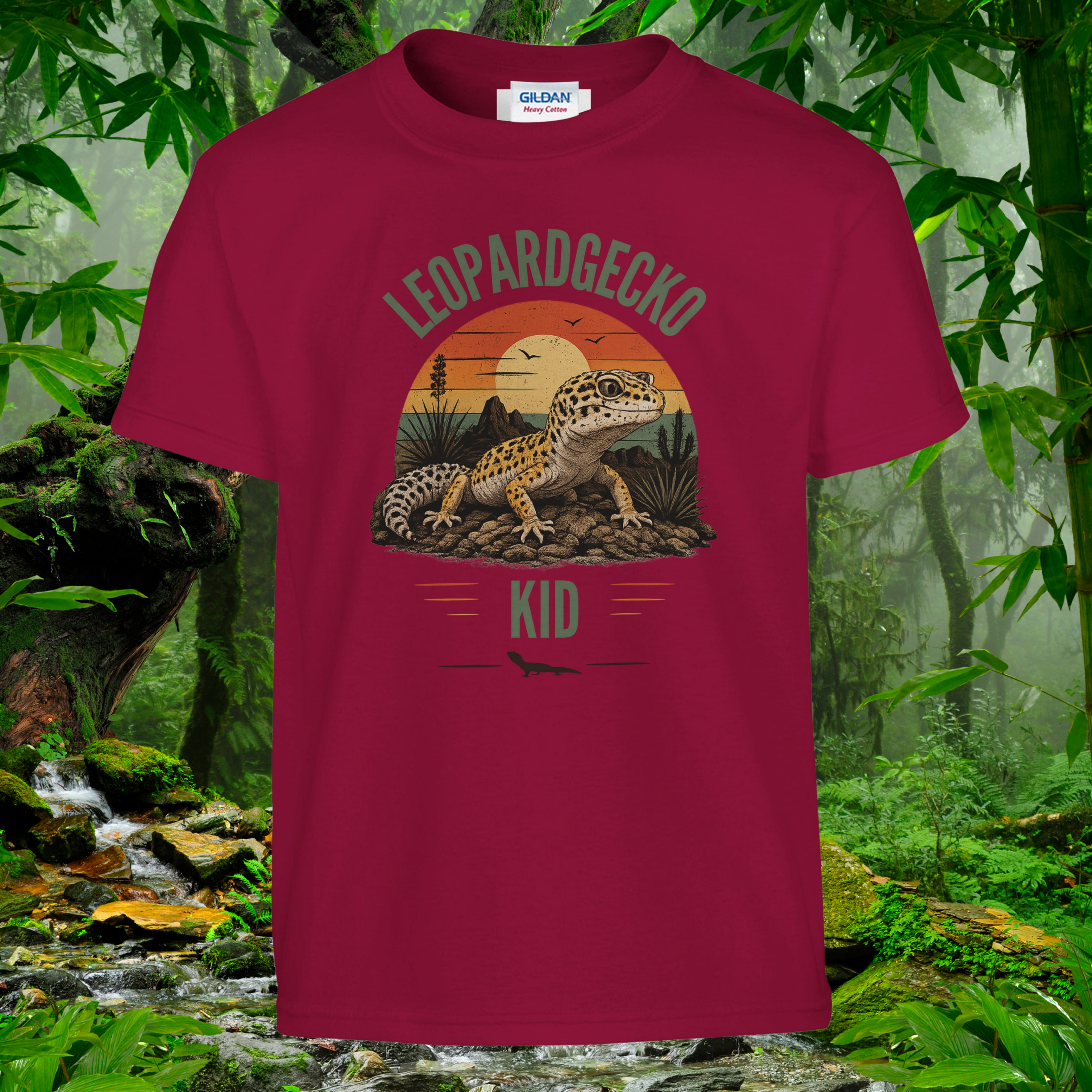 Leopard Gecko KID kids T-shirt in Cardinal Red by Aurexico