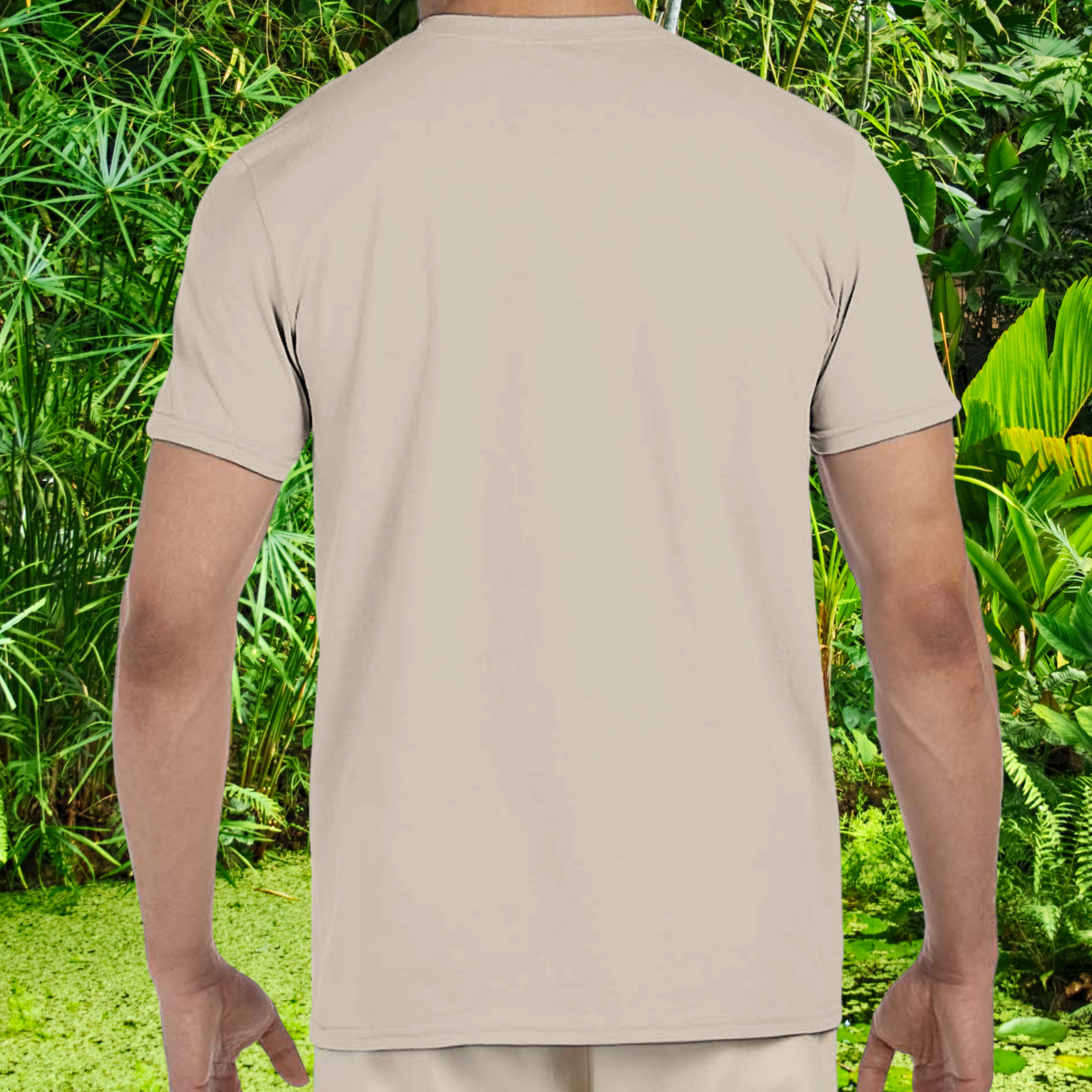 Back view of the sand Reptile shirt from the Life is better Collection