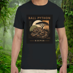 Man wearing a black Ball Python shirt from the Keeper Collection